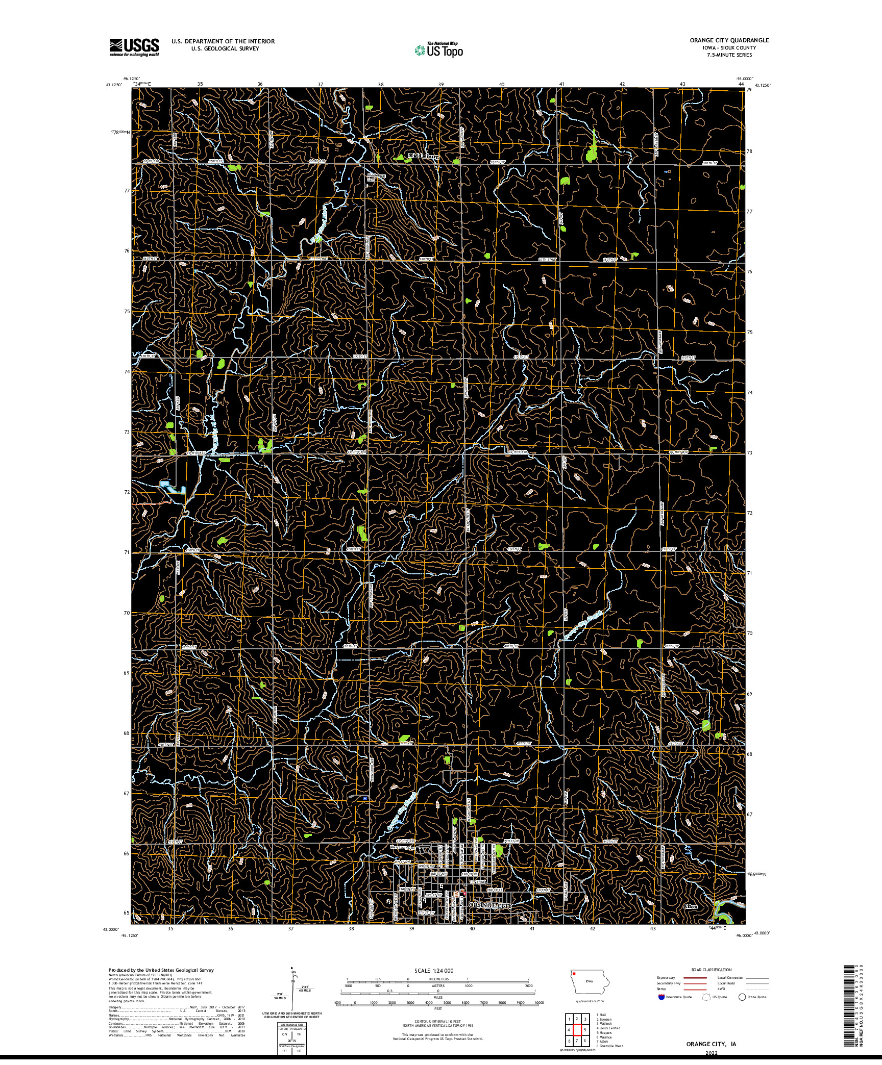 US TOPO 7.5-MINUTE MAP FOR ORANGE CITY, IA