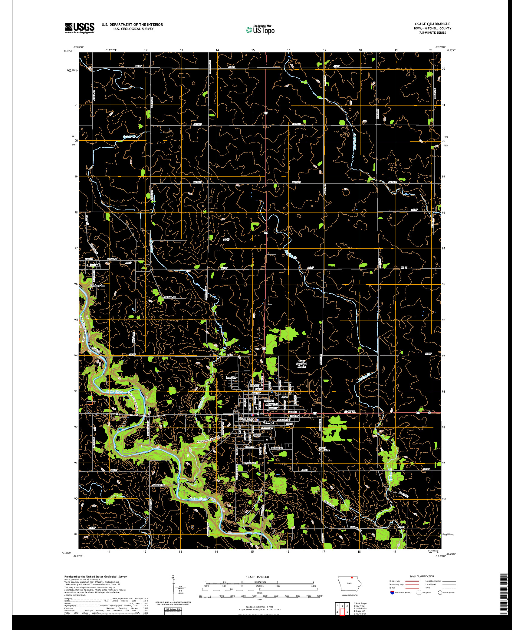 US TOPO 7.5-MINUTE MAP FOR OSAGE, IA