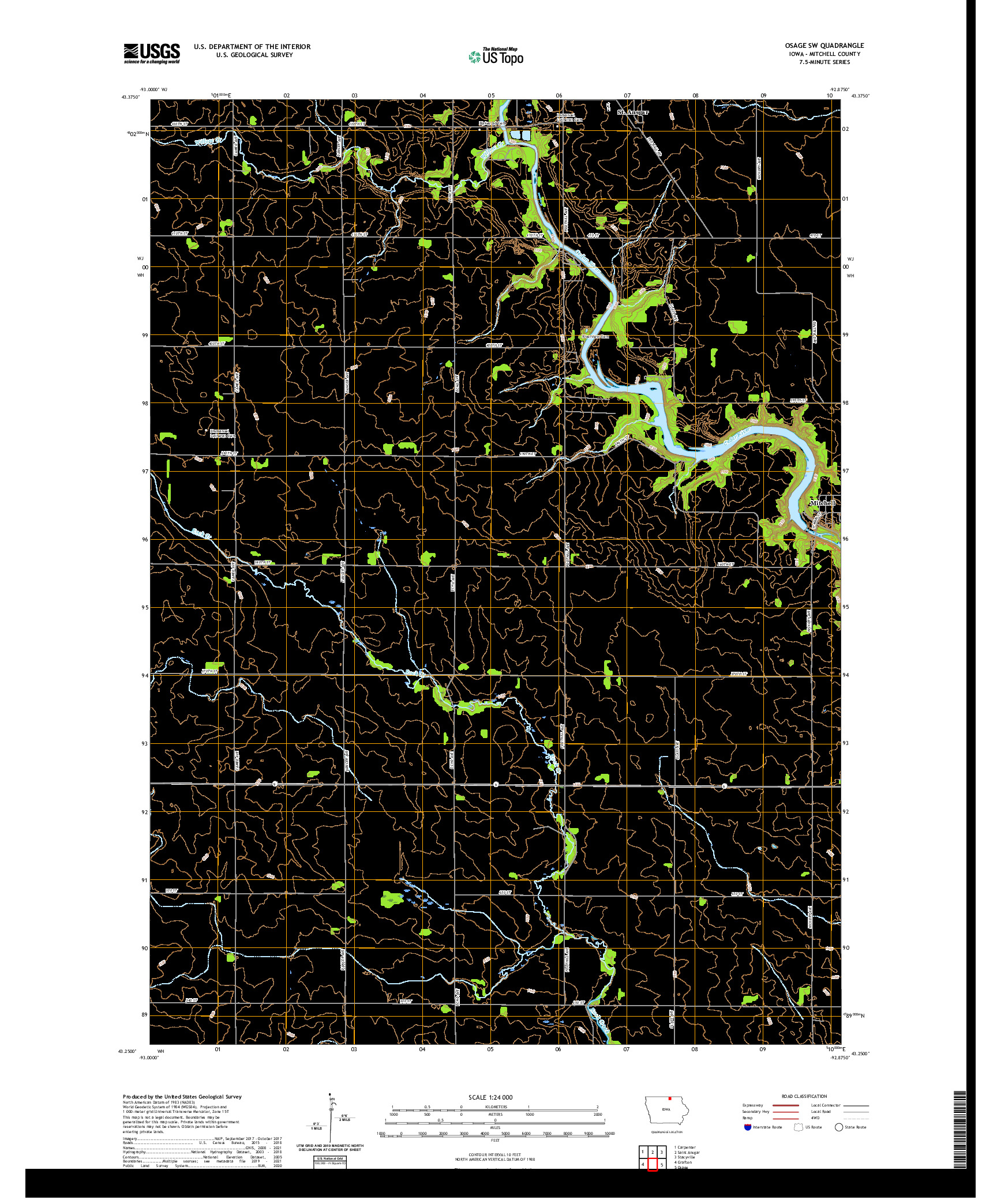 US TOPO 7.5-MINUTE MAP FOR OSAGE SW, IA