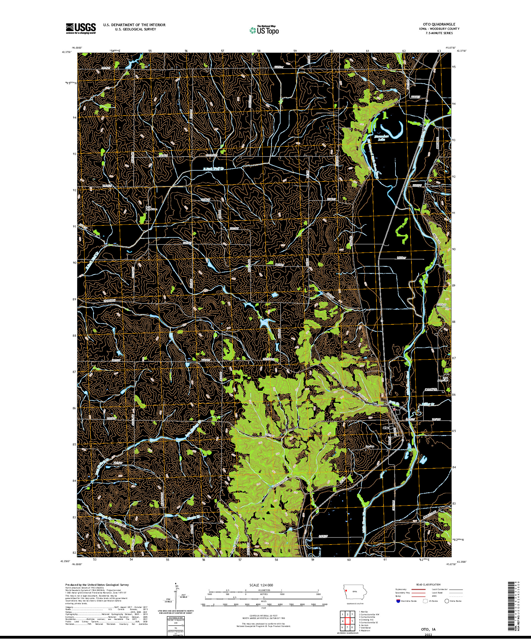 US TOPO 7.5-MINUTE MAP FOR OTO, IA