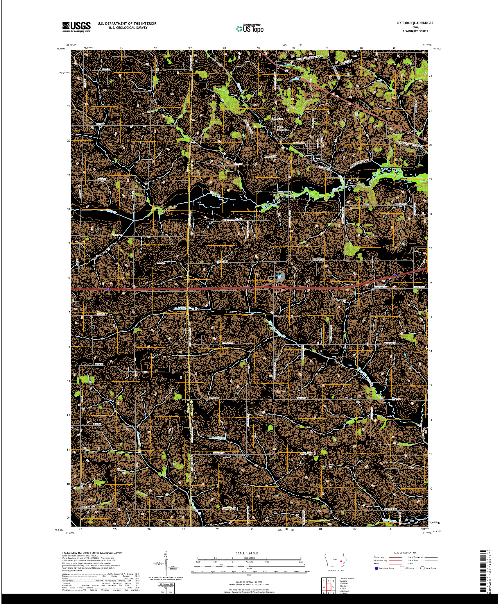 US TOPO 7.5-MINUTE MAP FOR OXFORD, IA