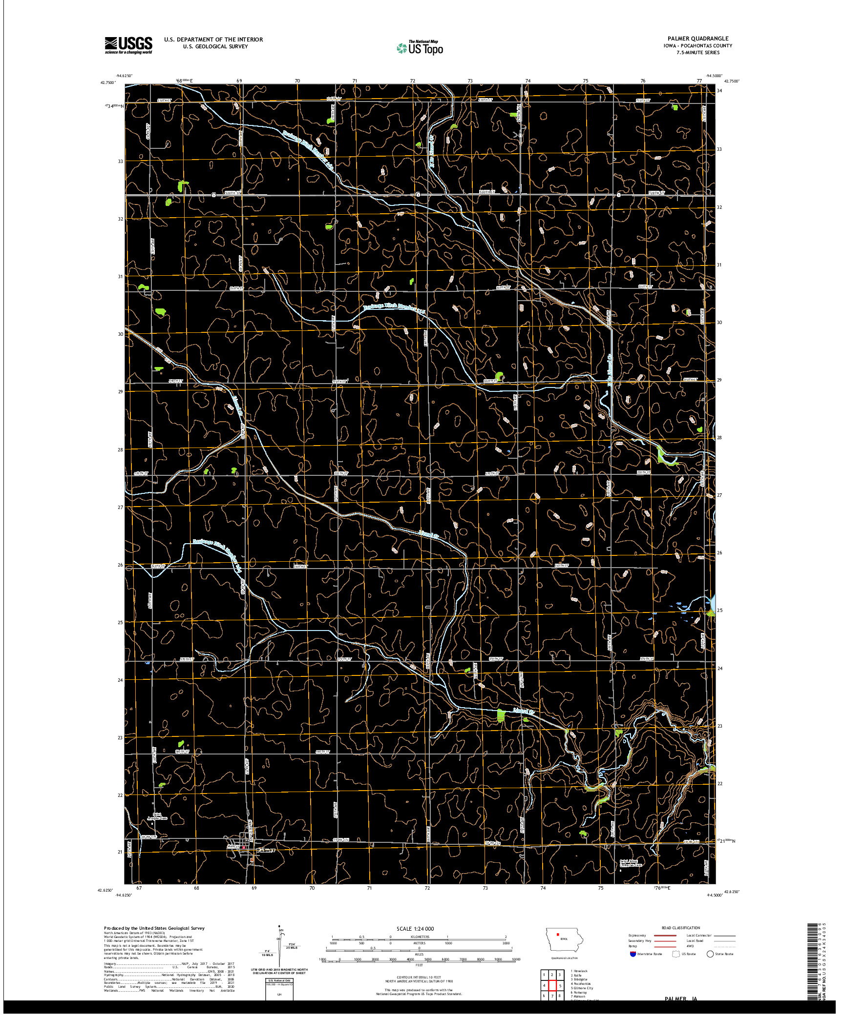 US TOPO 7.5-MINUTE MAP FOR PALMER, IA