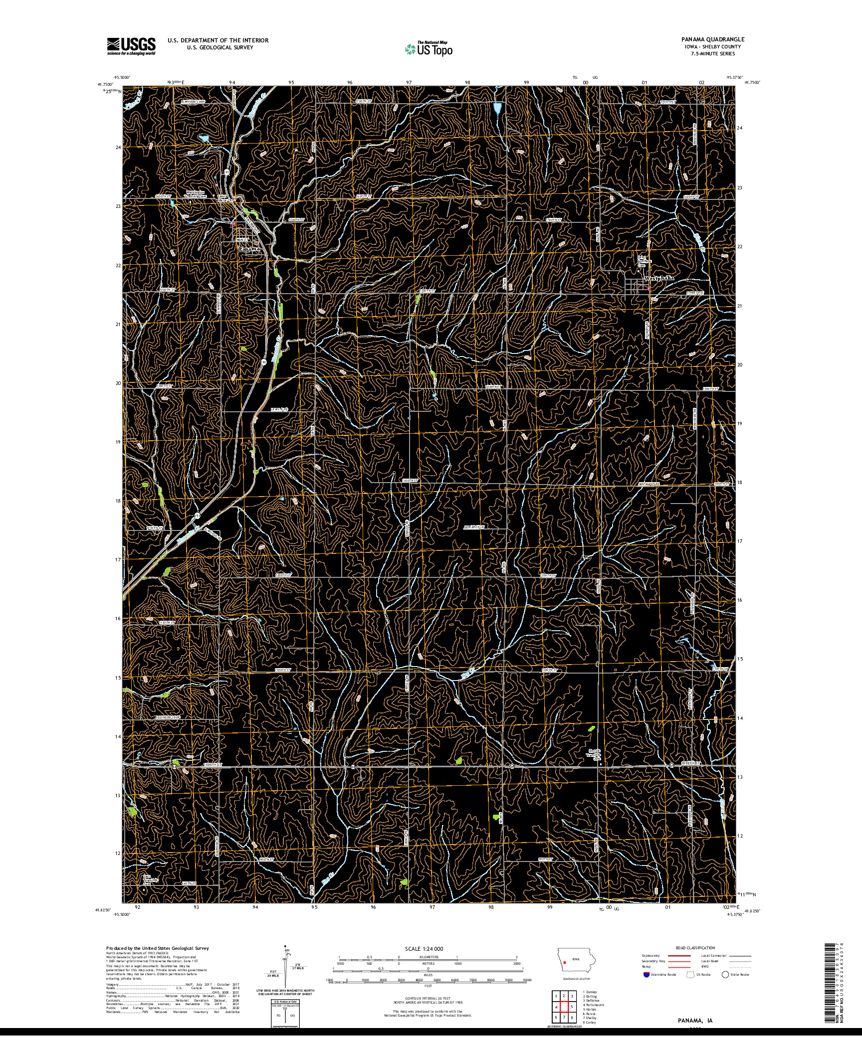 US TOPO 7.5-MINUTE MAP FOR PANAMA, IA