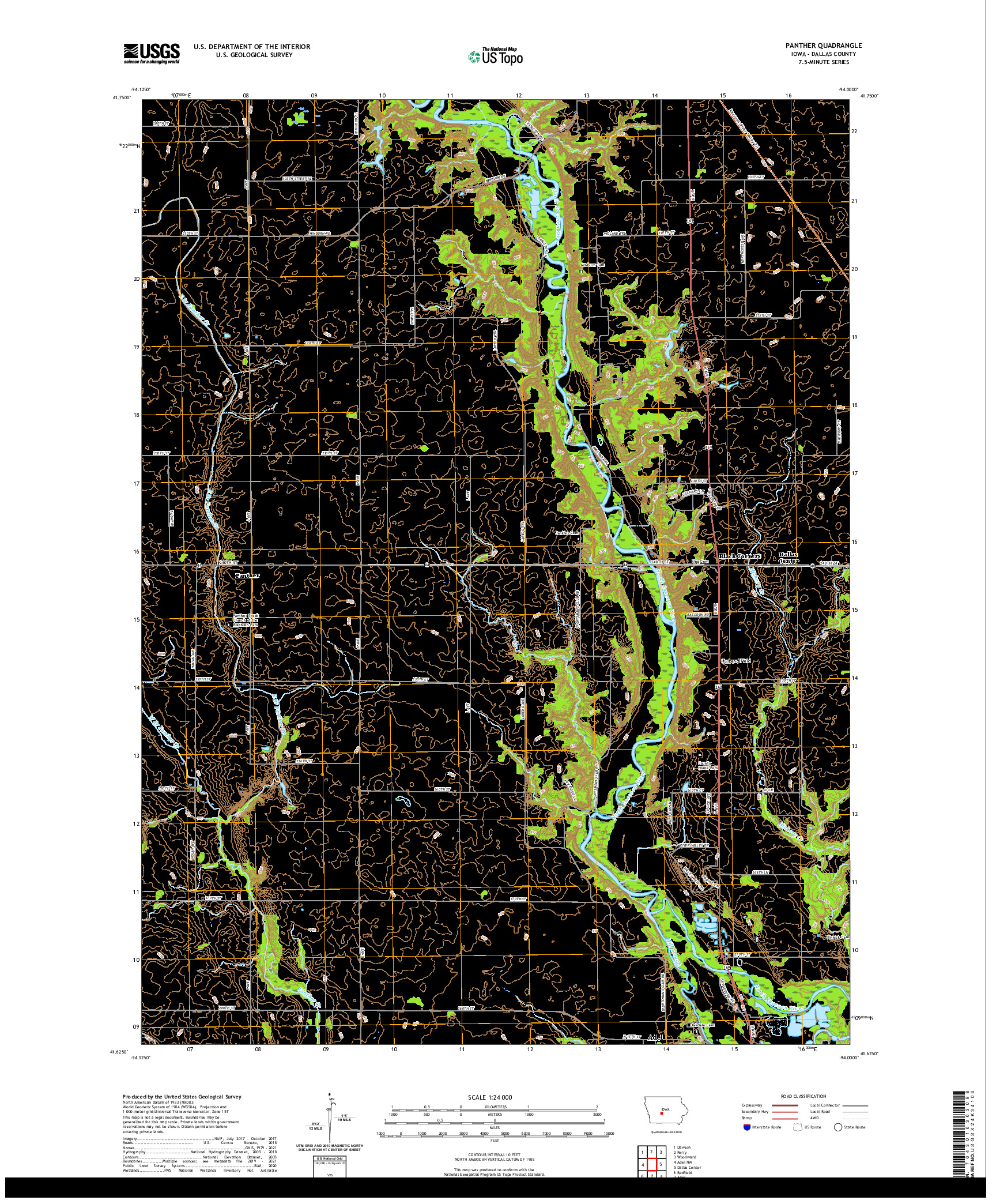 US TOPO 7.5-MINUTE MAP FOR PANTHER, IA