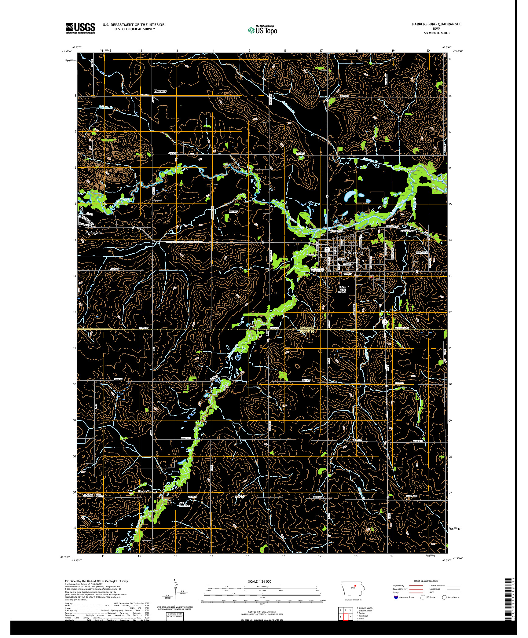 US TOPO 7.5-MINUTE MAP FOR PARKERSBURG, IA