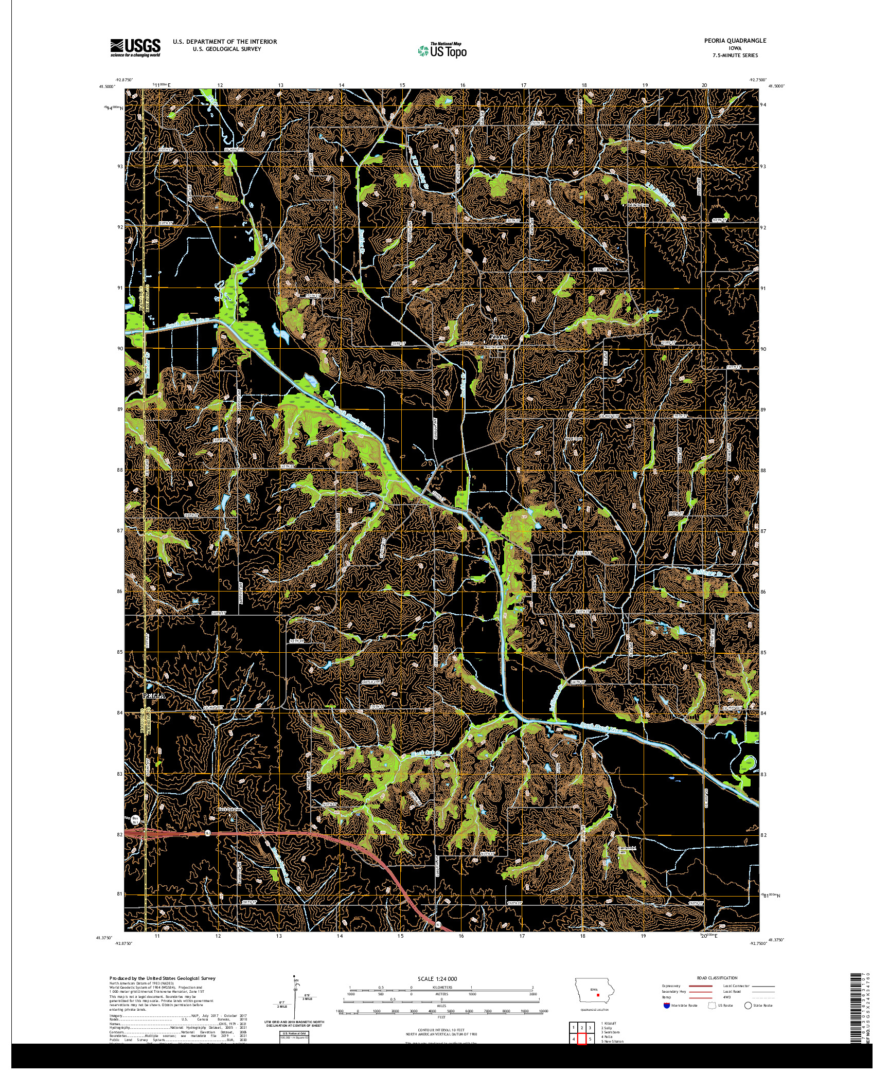 US TOPO 7.5-MINUTE MAP FOR PEORIA, IA