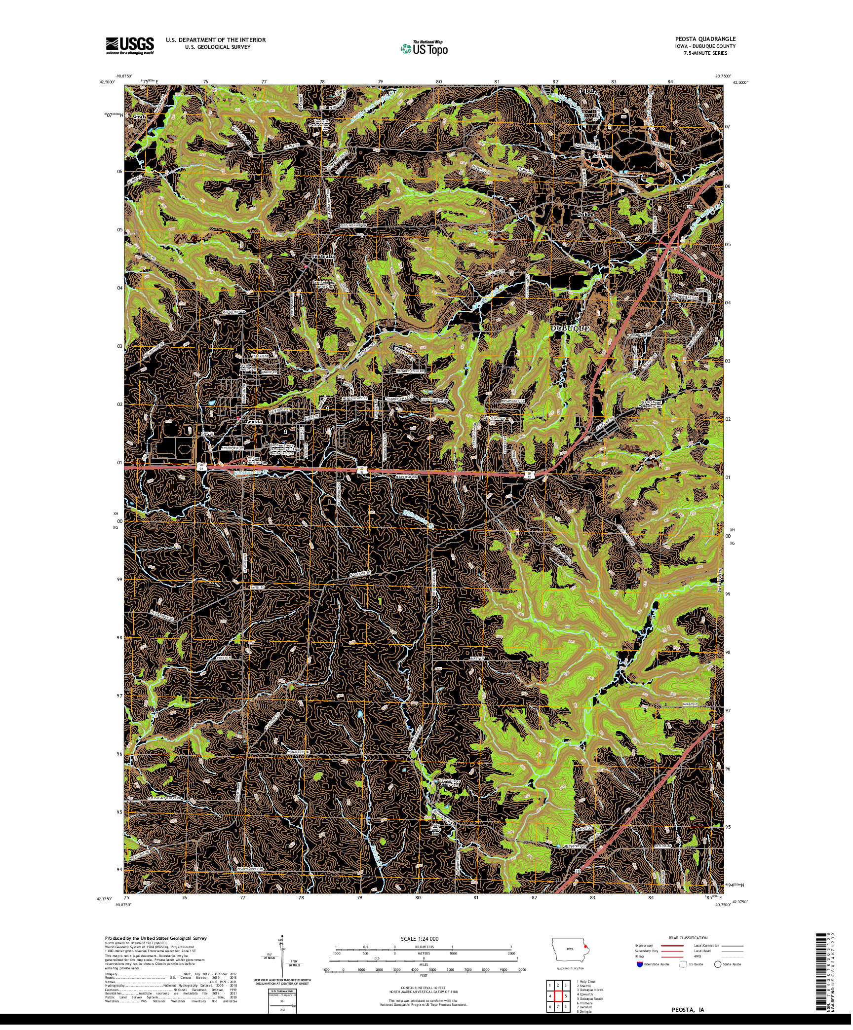 US TOPO 7.5-MINUTE MAP FOR PEOSTA, IA