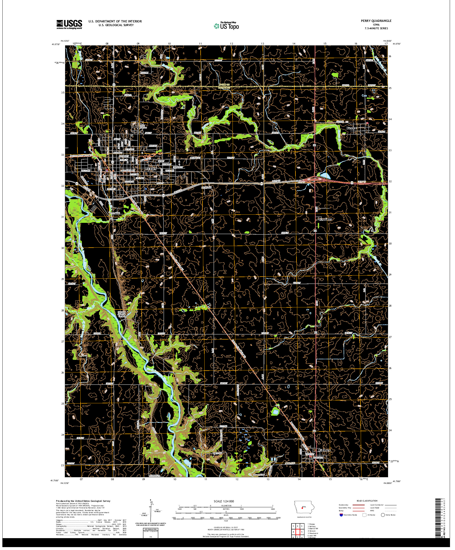 US TOPO 7.5-MINUTE MAP FOR PERRY, IA