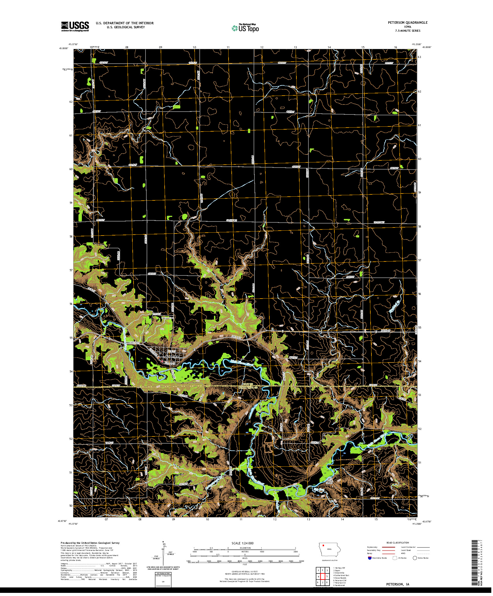 US TOPO 7.5-MINUTE MAP FOR PETERSON, IA