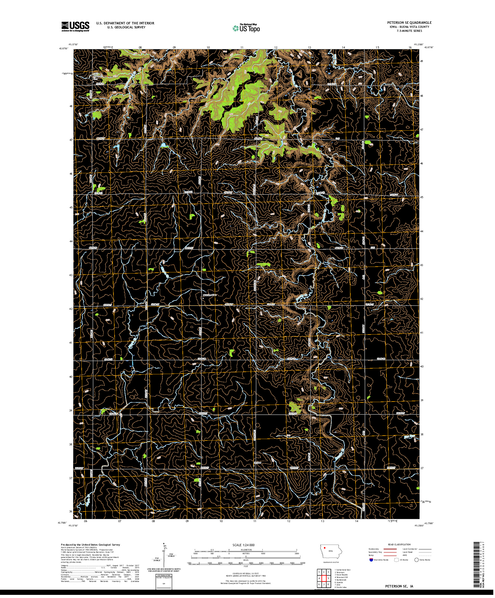 US TOPO 7.5-MINUTE MAP FOR PETERSON SE, IA