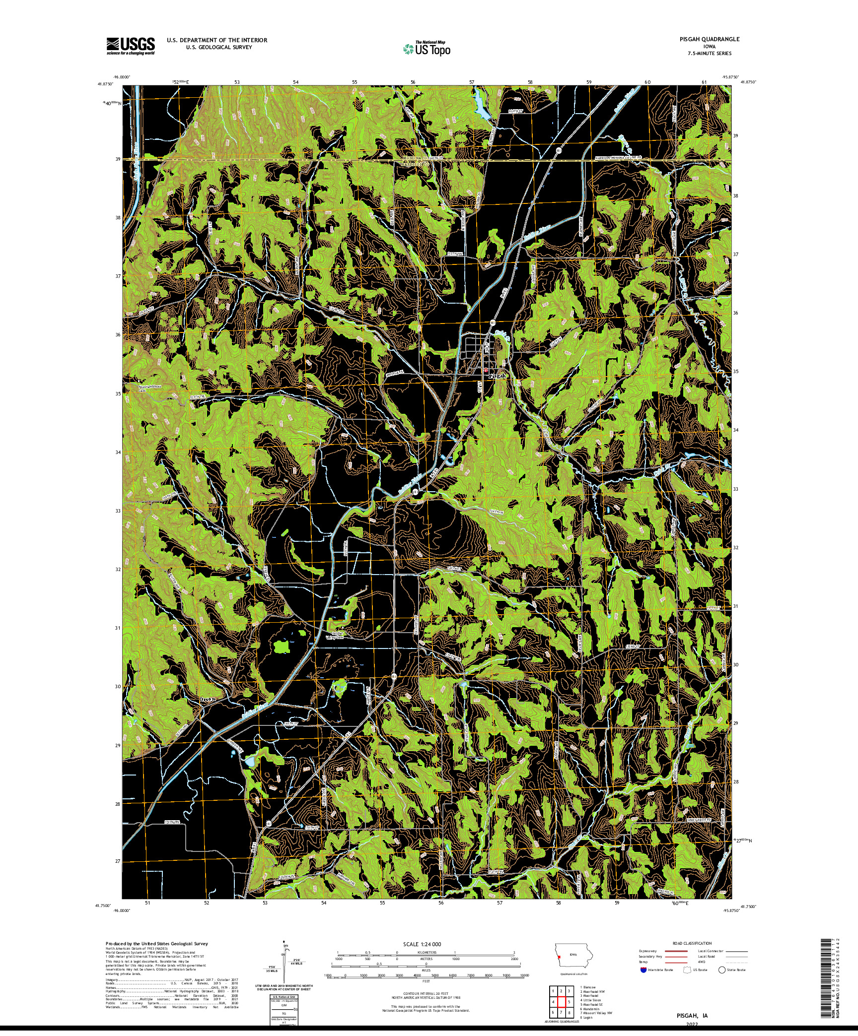 US TOPO 7.5-MINUTE MAP FOR PISGAH, IA