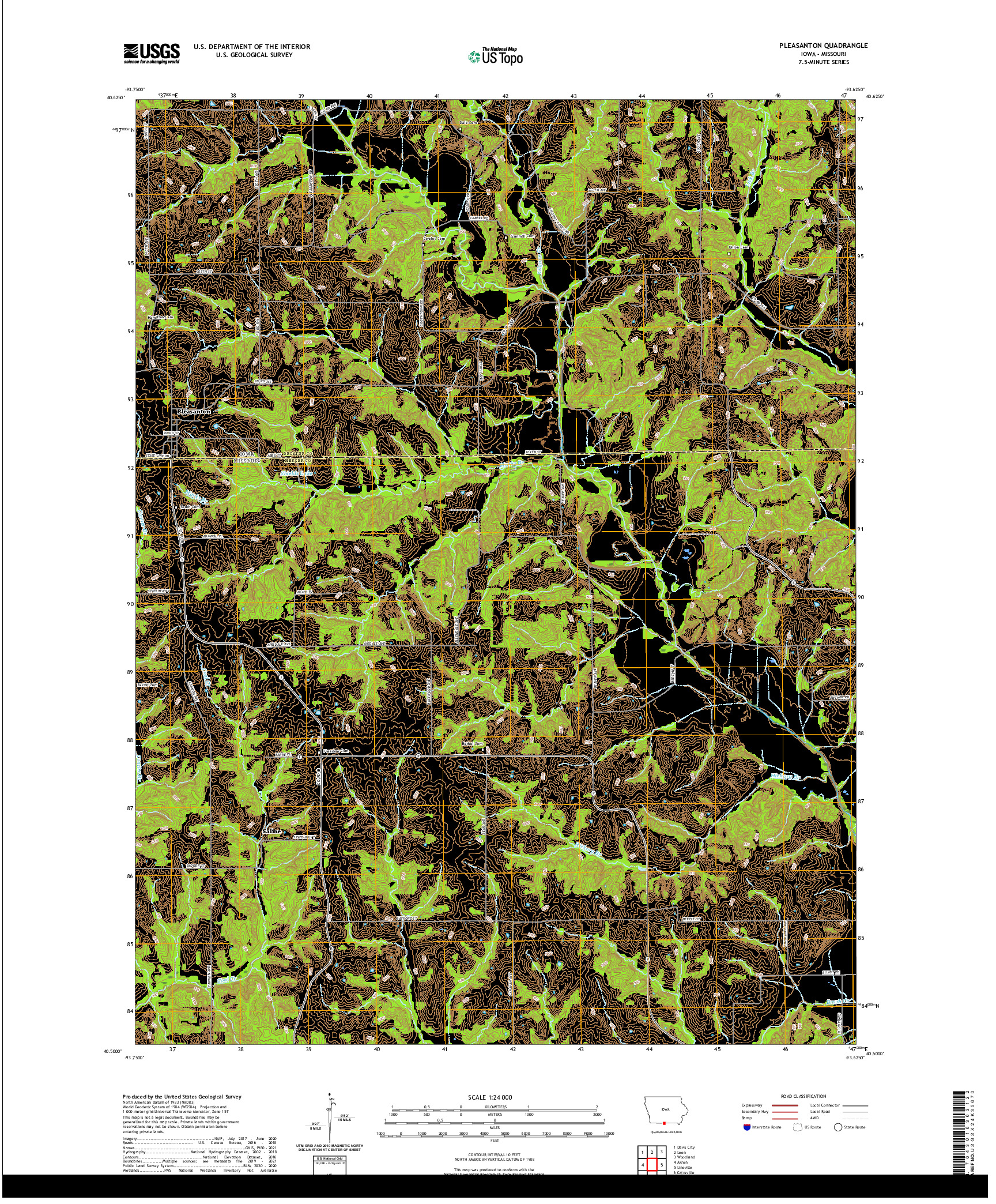 US TOPO 7.5-MINUTE MAP FOR PLEASANTON, IA,MO