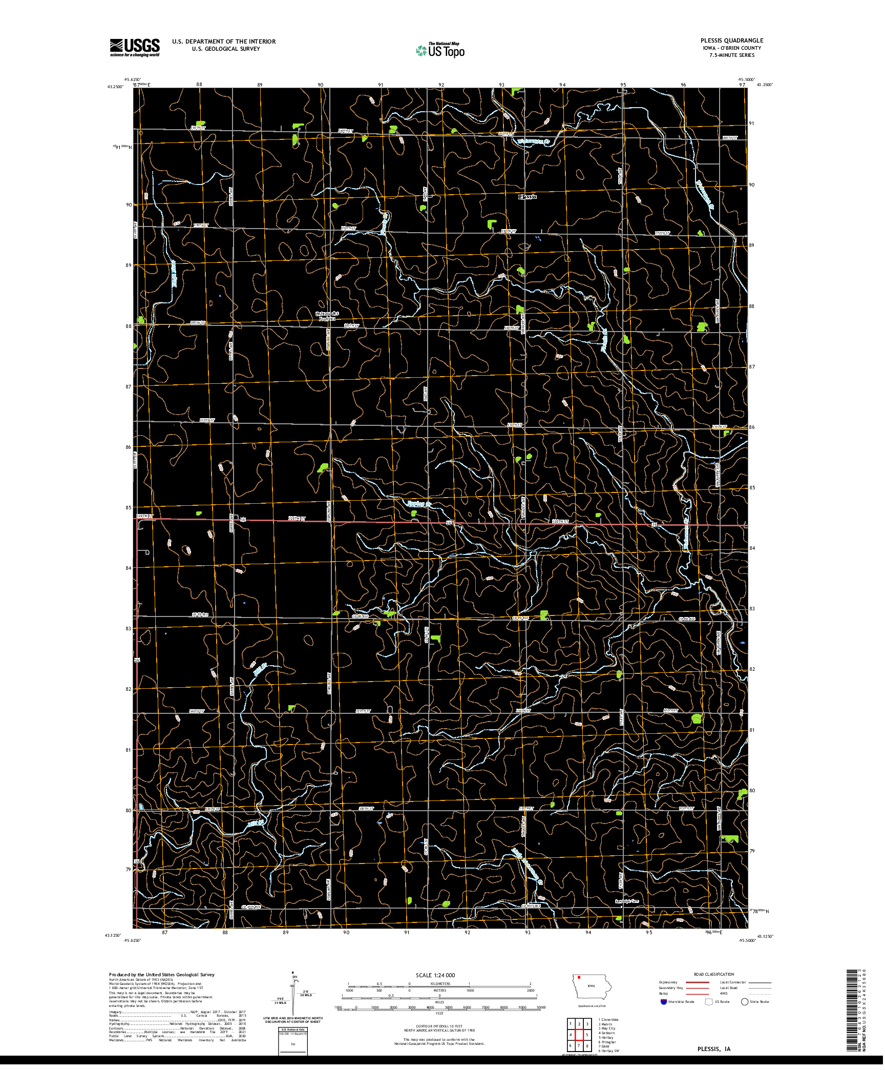 US TOPO 7.5-MINUTE MAP FOR PLESSIS, IA