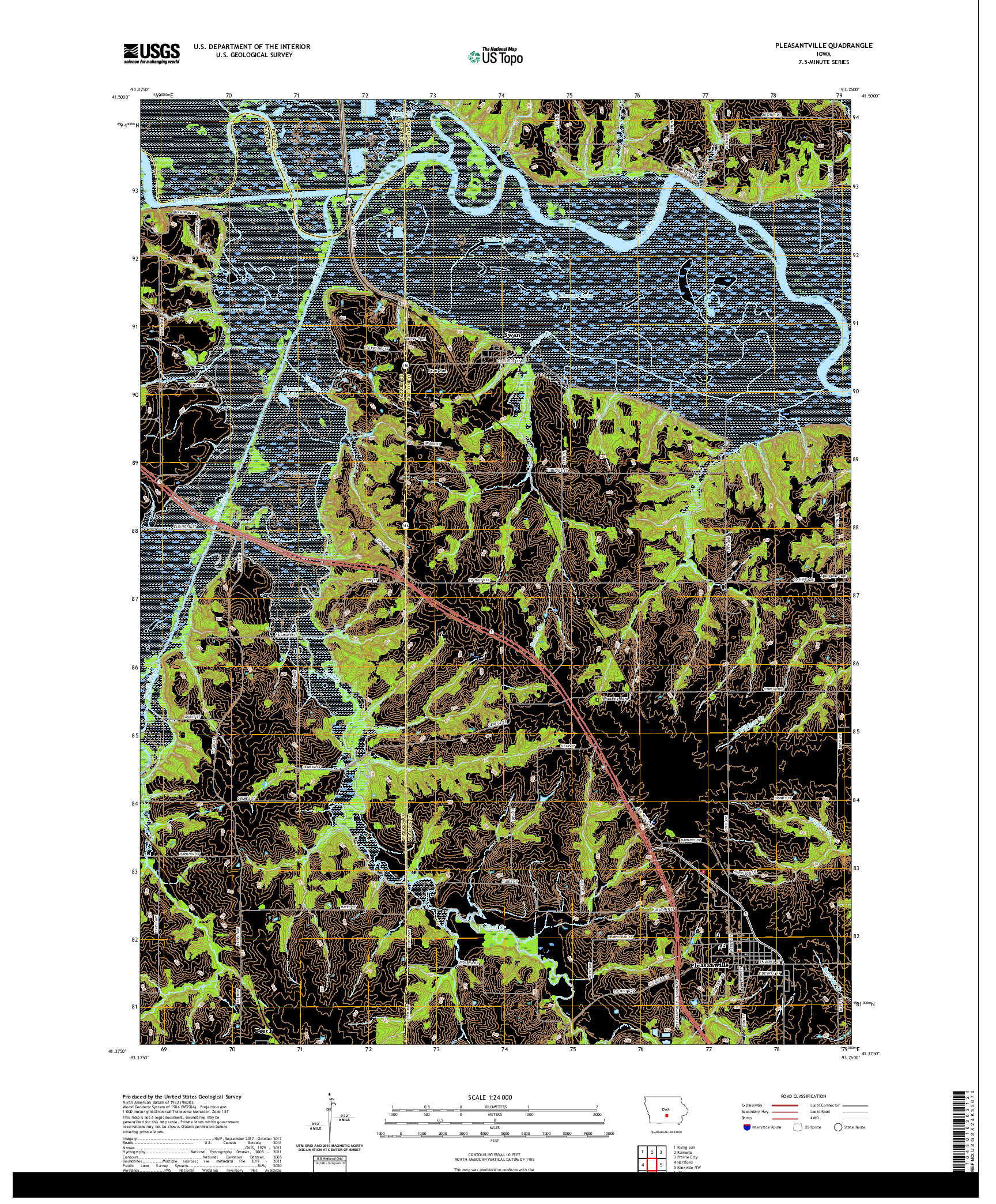 US TOPO 7.5-MINUTE MAP FOR PLEASANTVILLE, IA