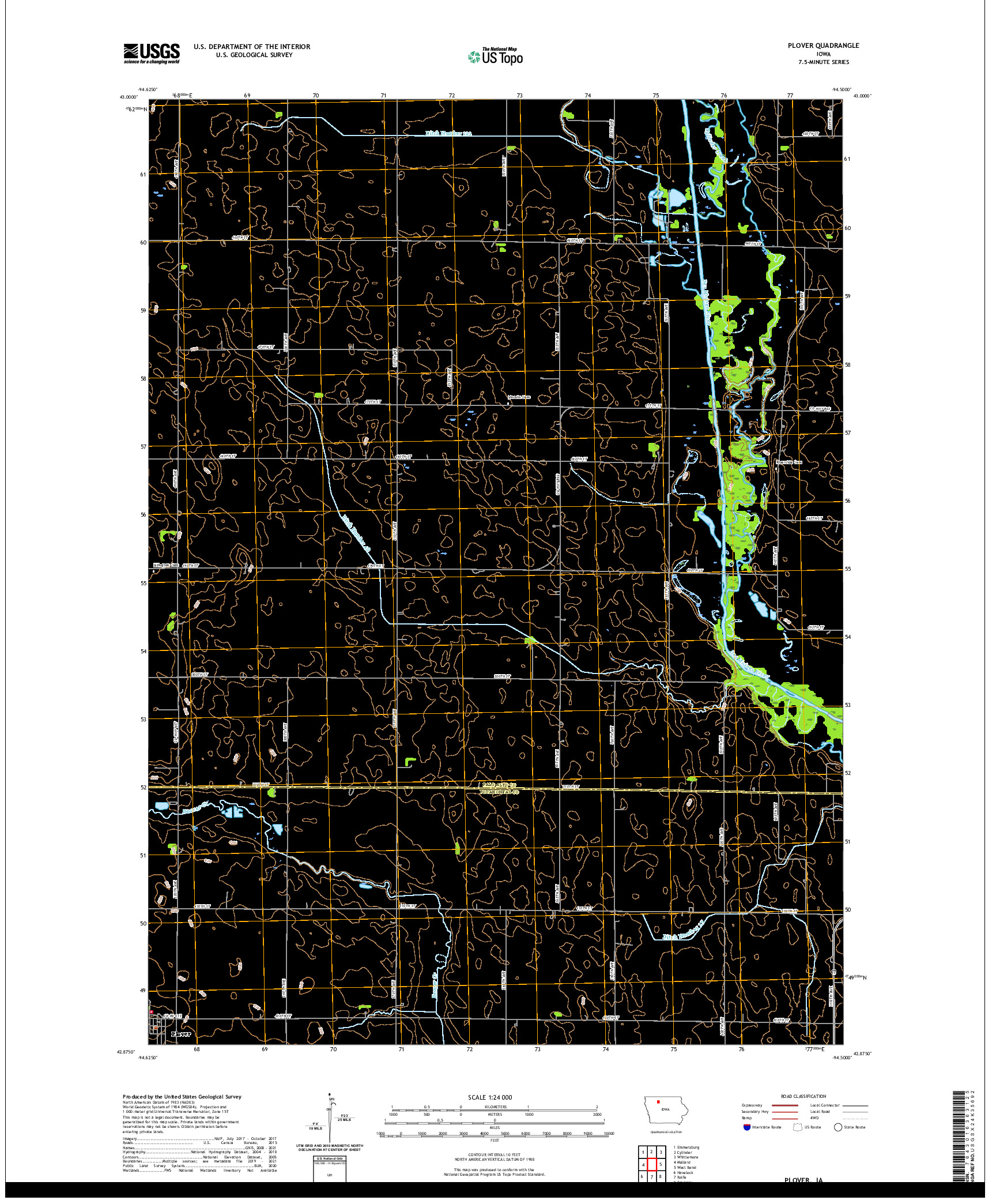 US TOPO 7.5-MINUTE MAP FOR PLOVER, IA