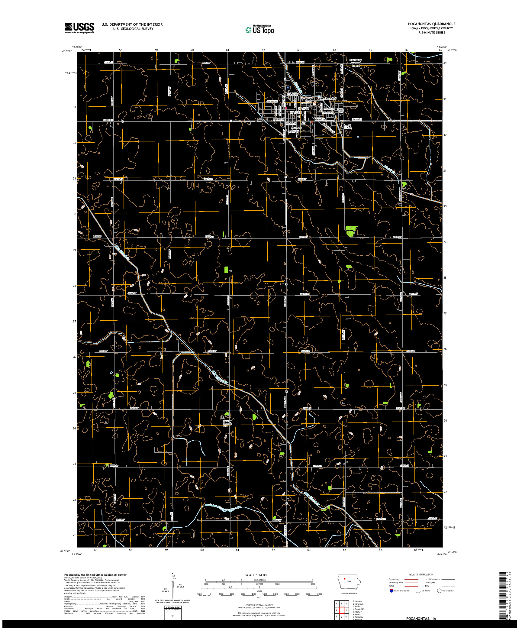 US TOPO 7.5-MINUTE MAP FOR POCAHONTAS, IA