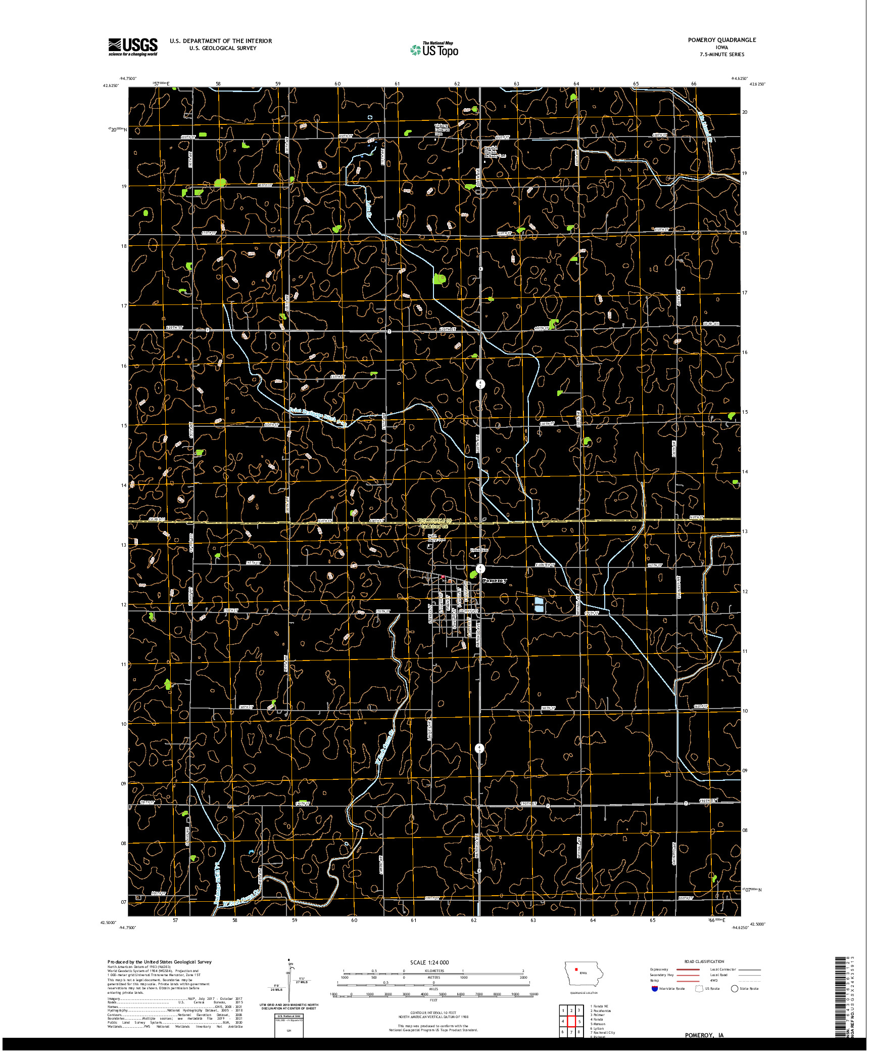 US TOPO 7.5-MINUTE MAP FOR POMEROY, IA
