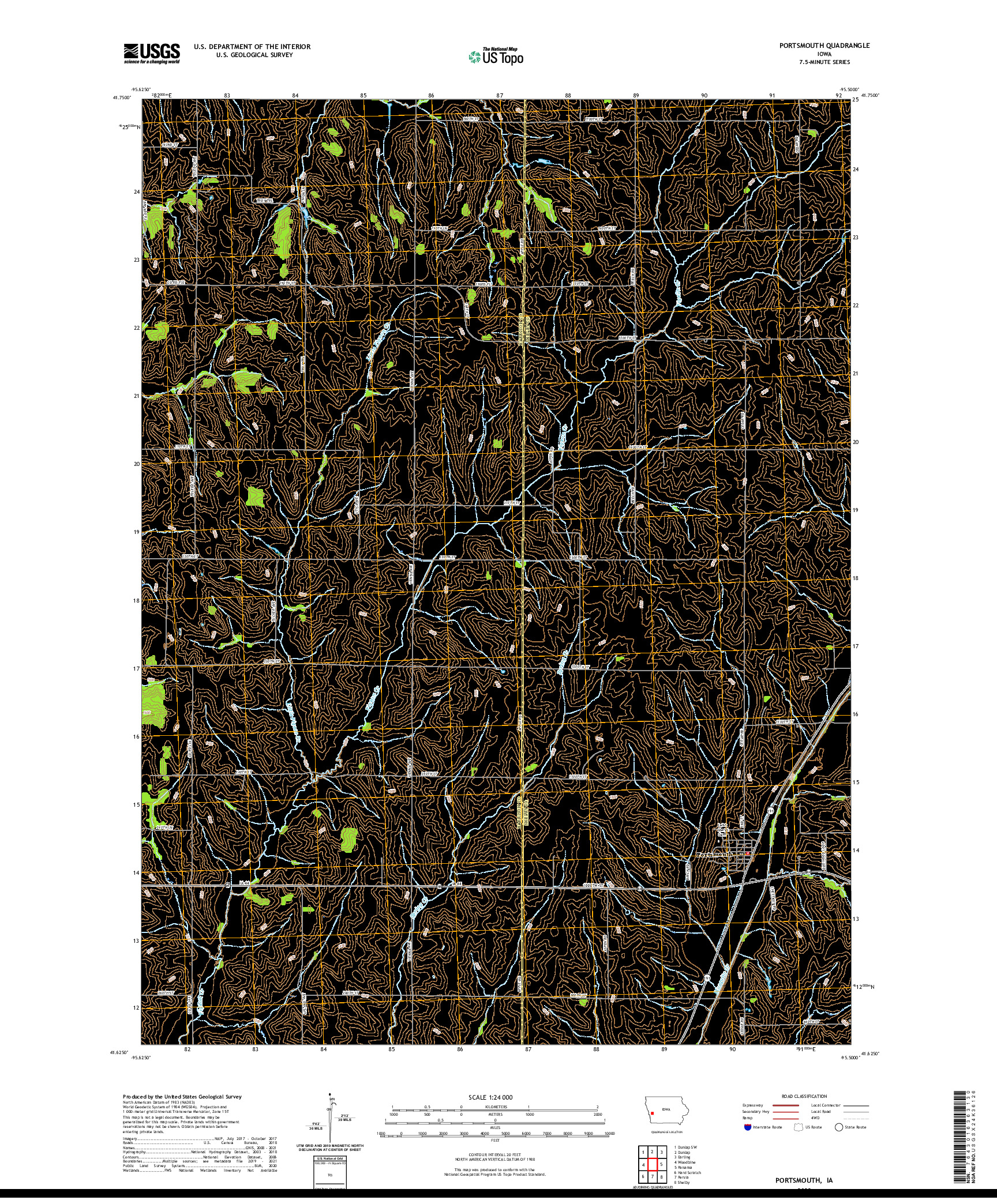 US TOPO 7.5-MINUTE MAP FOR PORTSMOUTH, IA