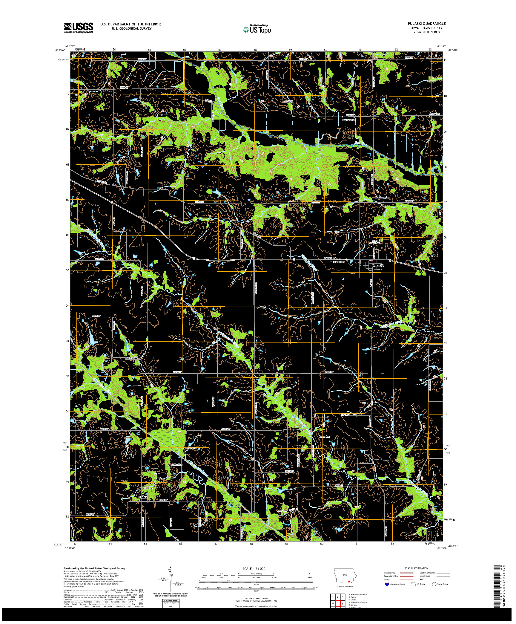 US TOPO 7.5-MINUTE MAP FOR PULASKI, IA