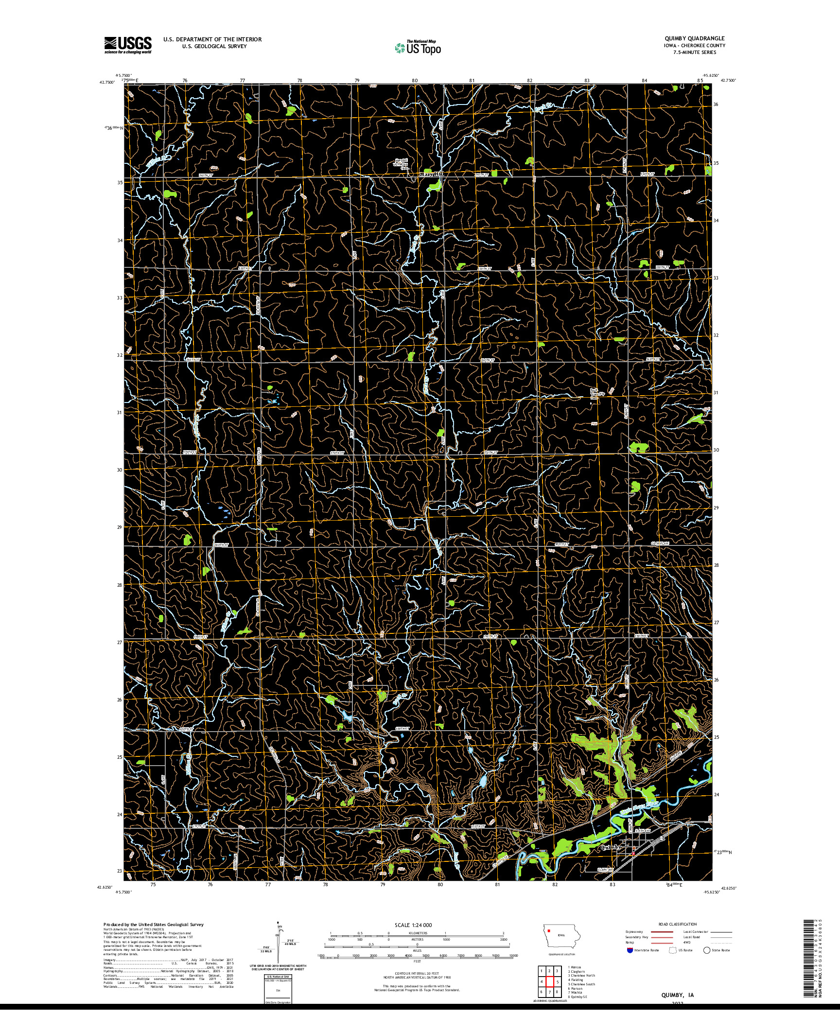 US TOPO 7.5-MINUTE MAP FOR QUIMBY, IA