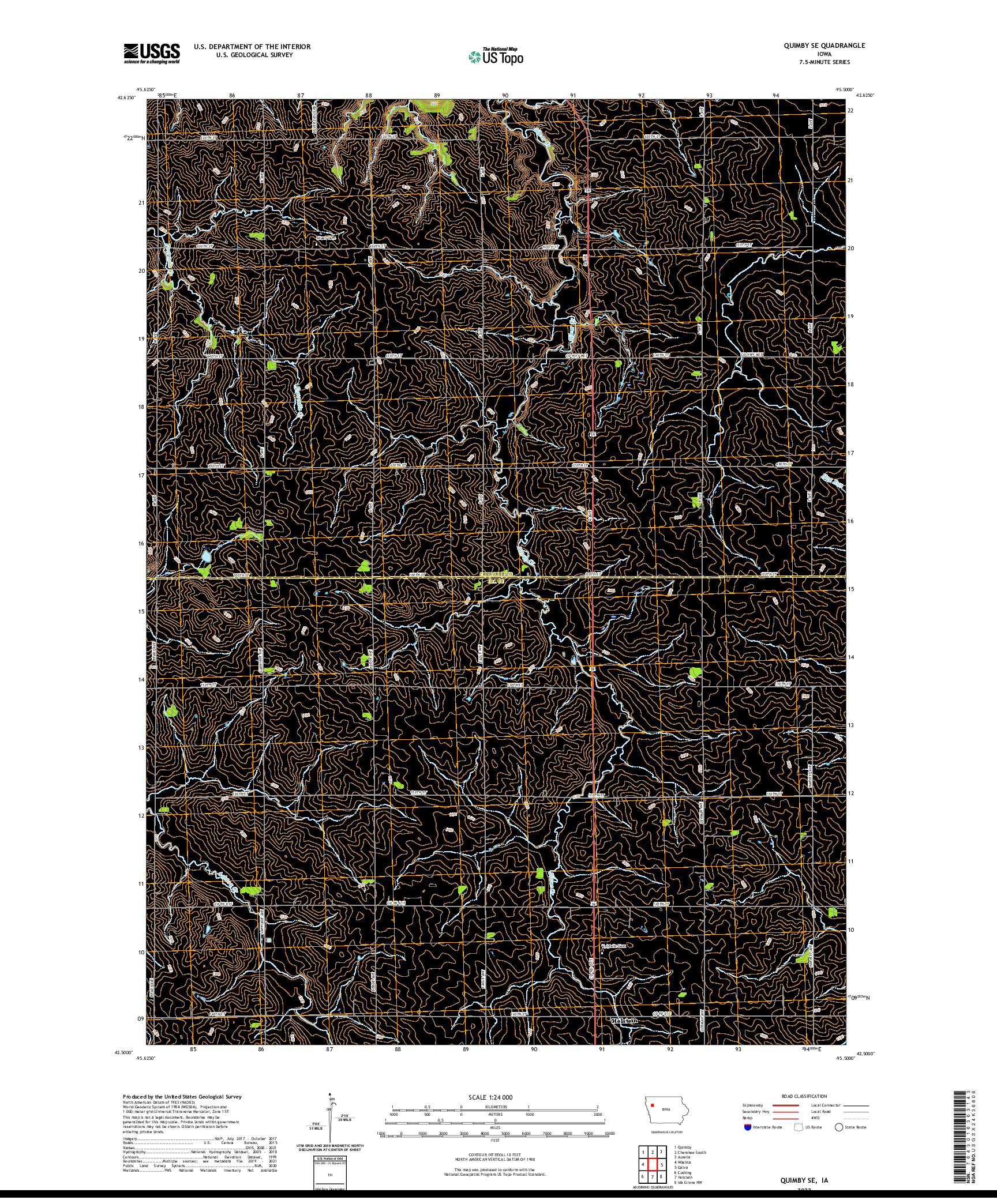 US TOPO 7.5-MINUTE MAP FOR QUIMBY SE, IA