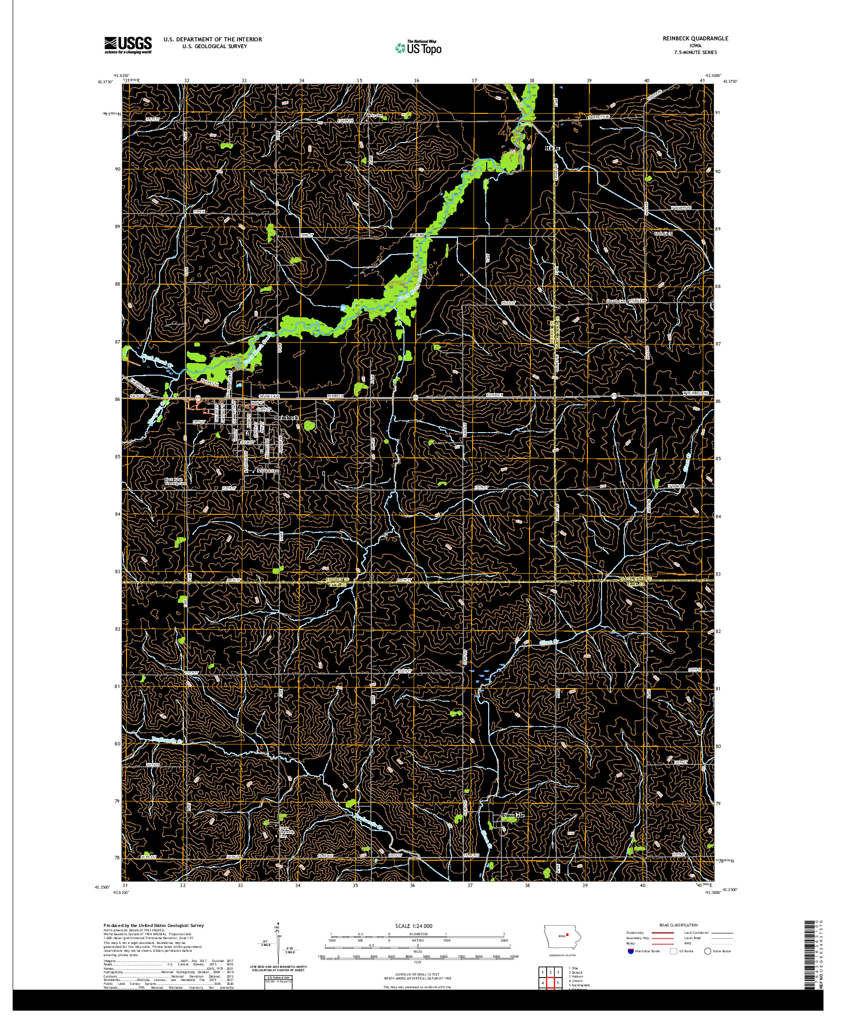 US TOPO 7.5-MINUTE MAP FOR REINBECK, IA
