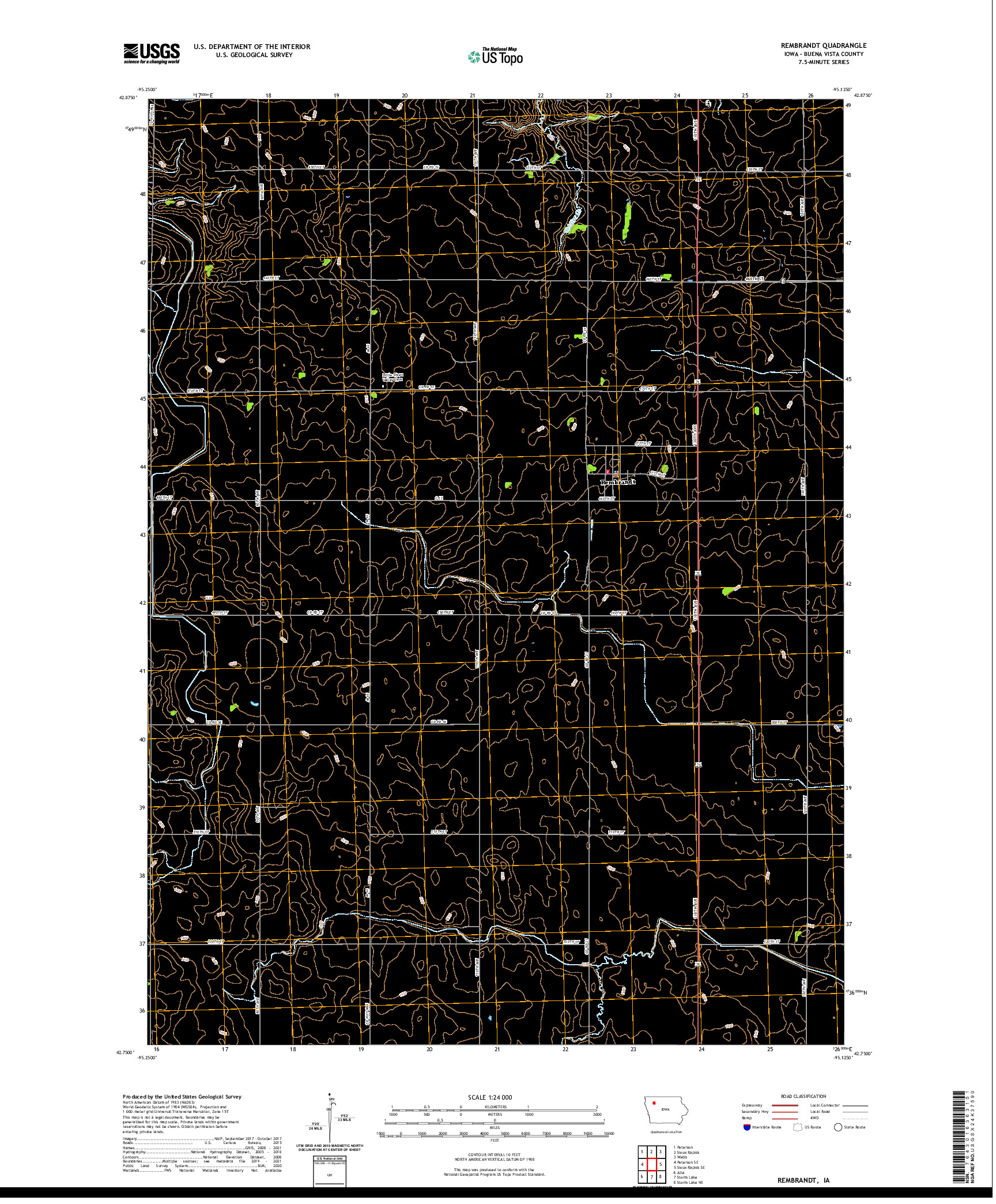 US TOPO 7.5-MINUTE MAP FOR REMBRANDT, IA