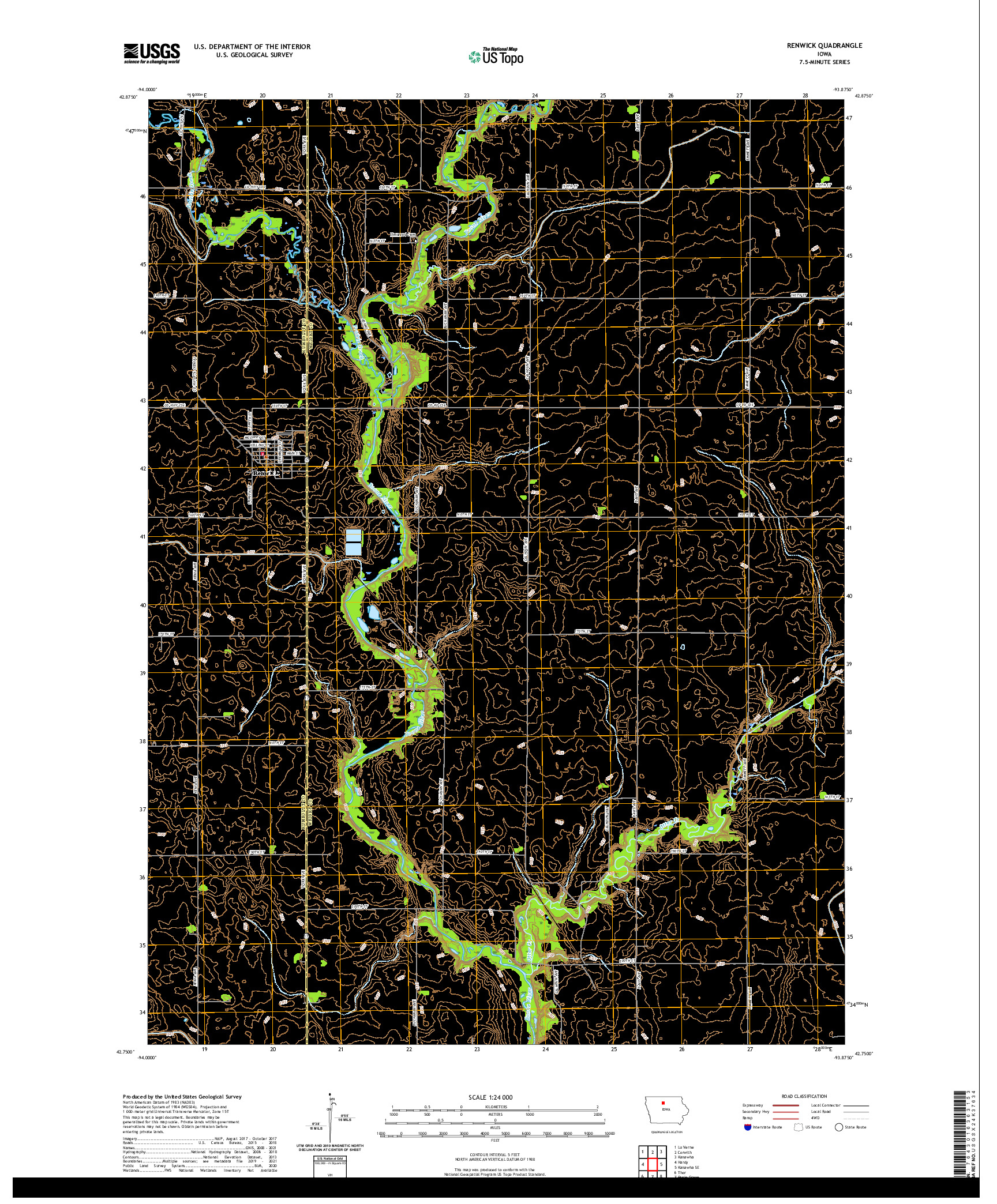 US TOPO 7.5-MINUTE MAP FOR RENWICK, IA