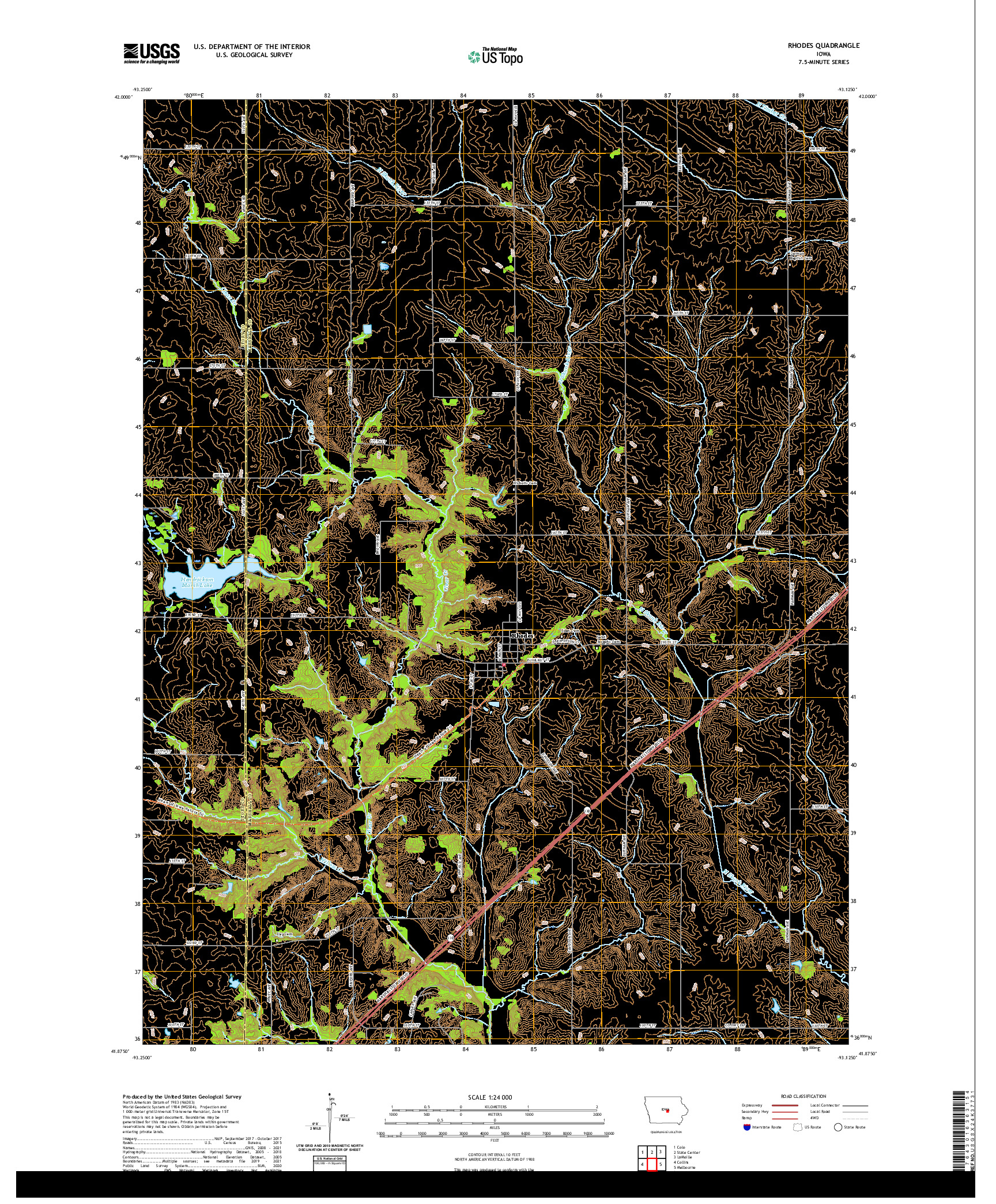 US TOPO 7.5-MINUTE MAP FOR RHODES, IA