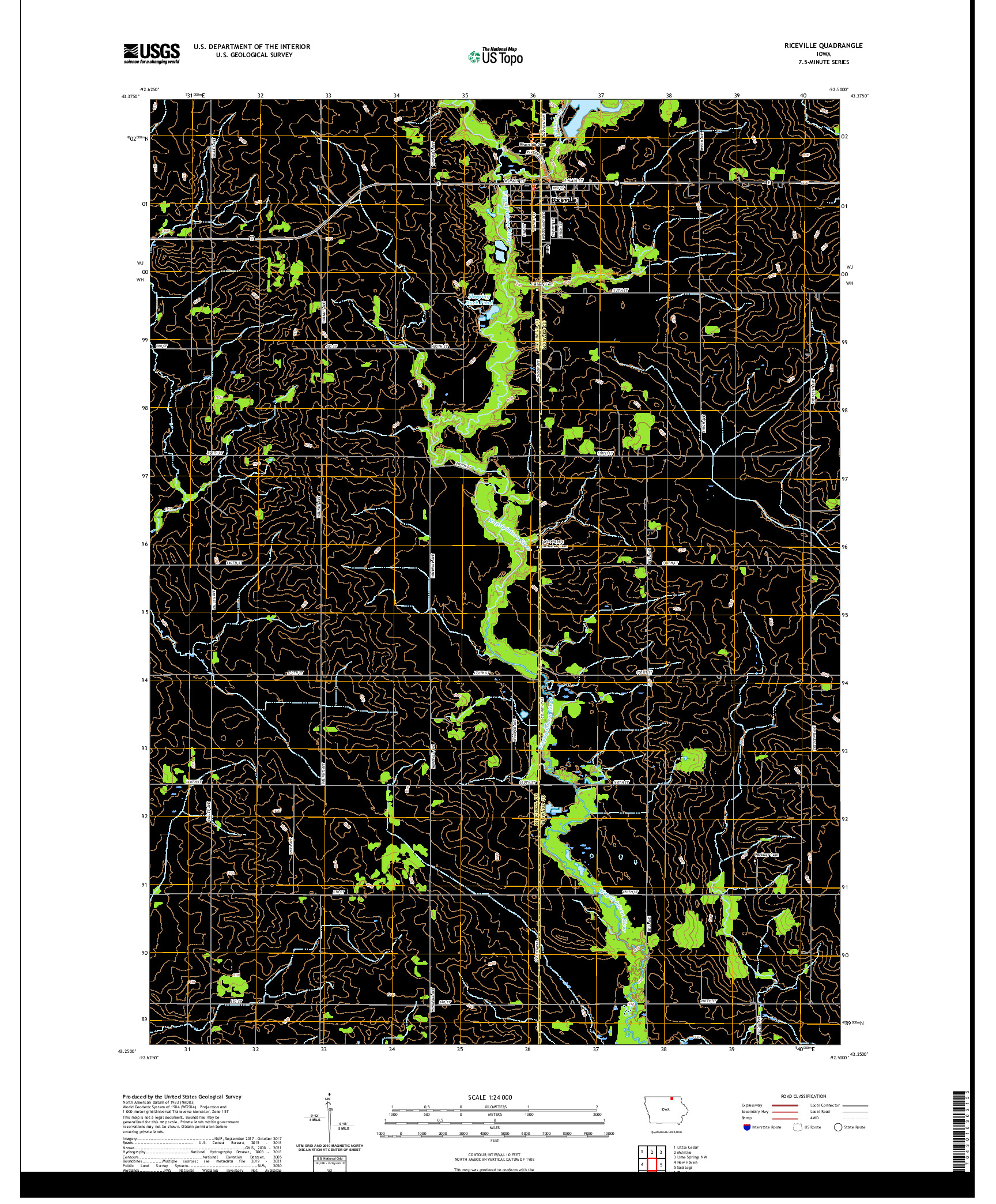 US TOPO 7.5-MINUTE MAP FOR RICEVILLE, IA