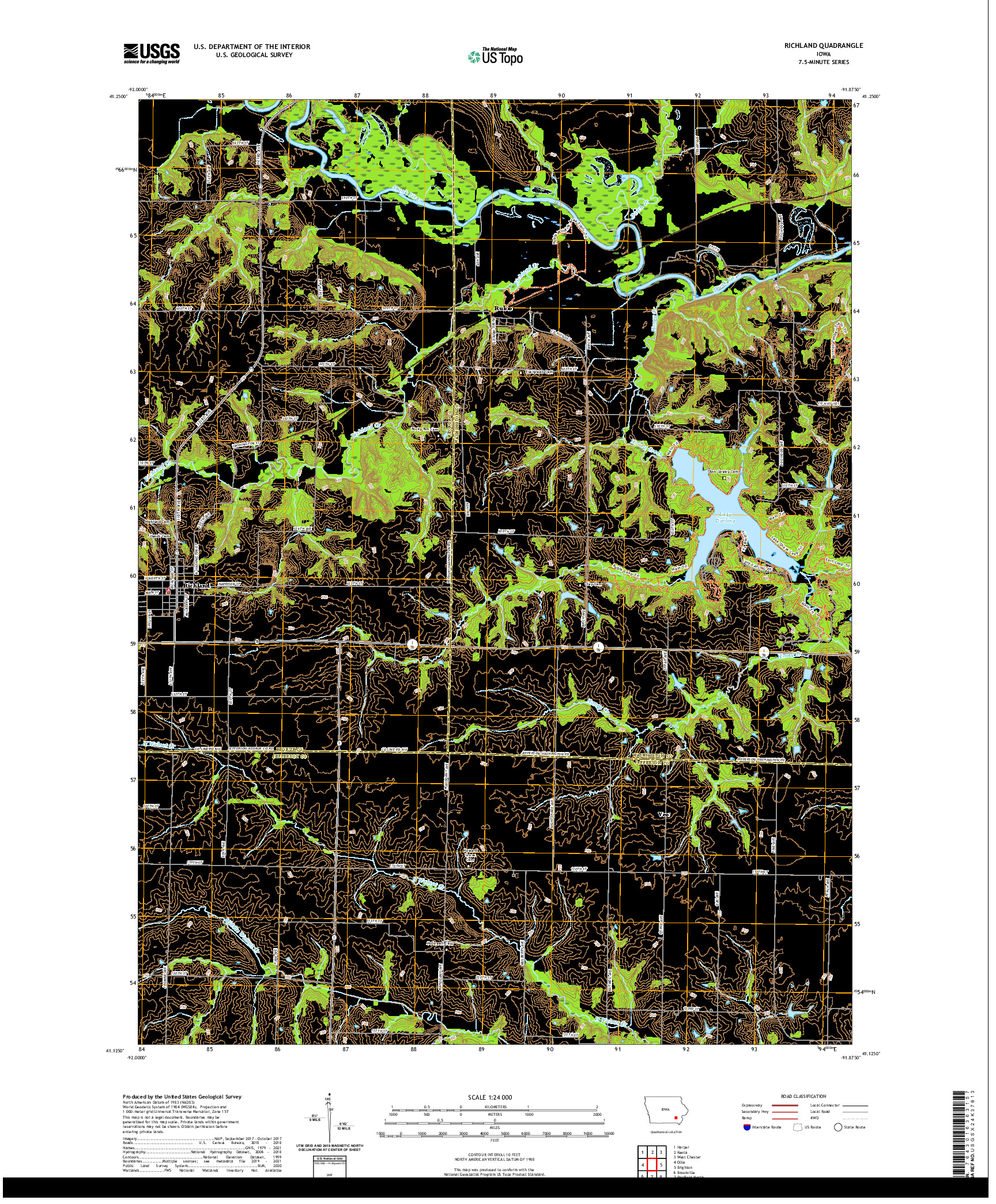 US TOPO 7.5-MINUTE MAP FOR RICHLAND, IA