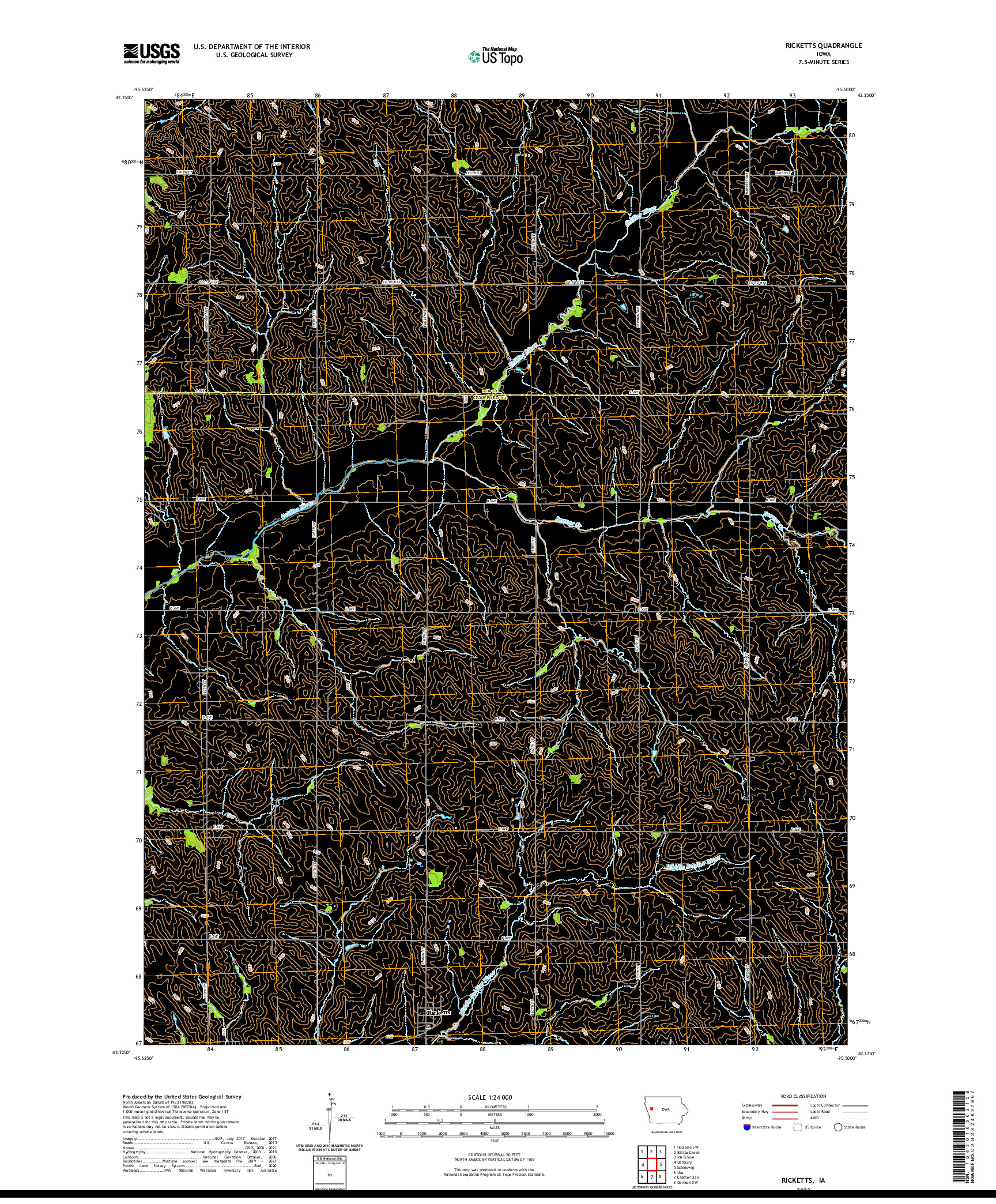 US TOPO 7.5-MINUTE MAP FOR RICKETTS, IA