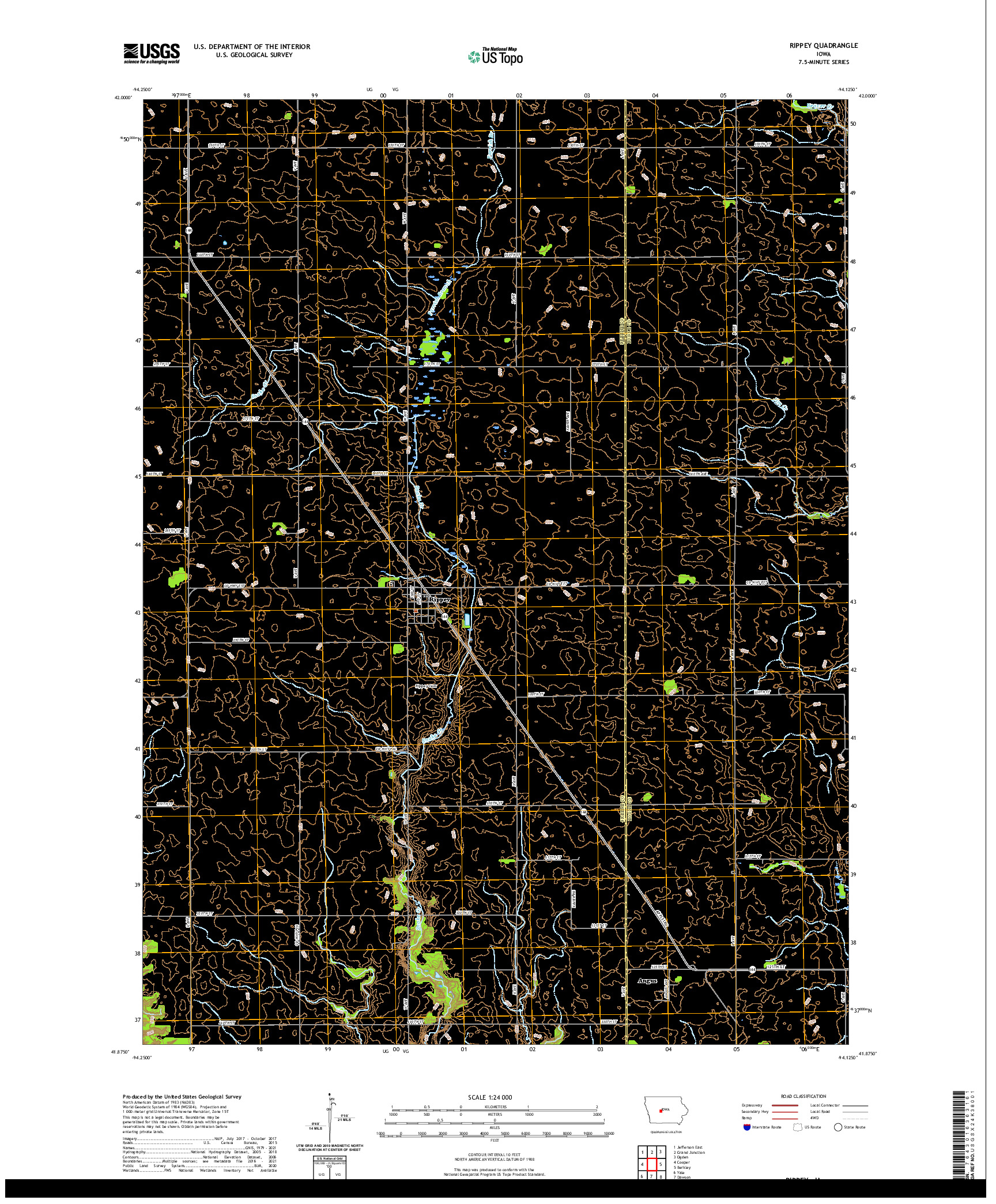 US TOPO 7.5-MINUTE MAP FOR RIPPEY, IA