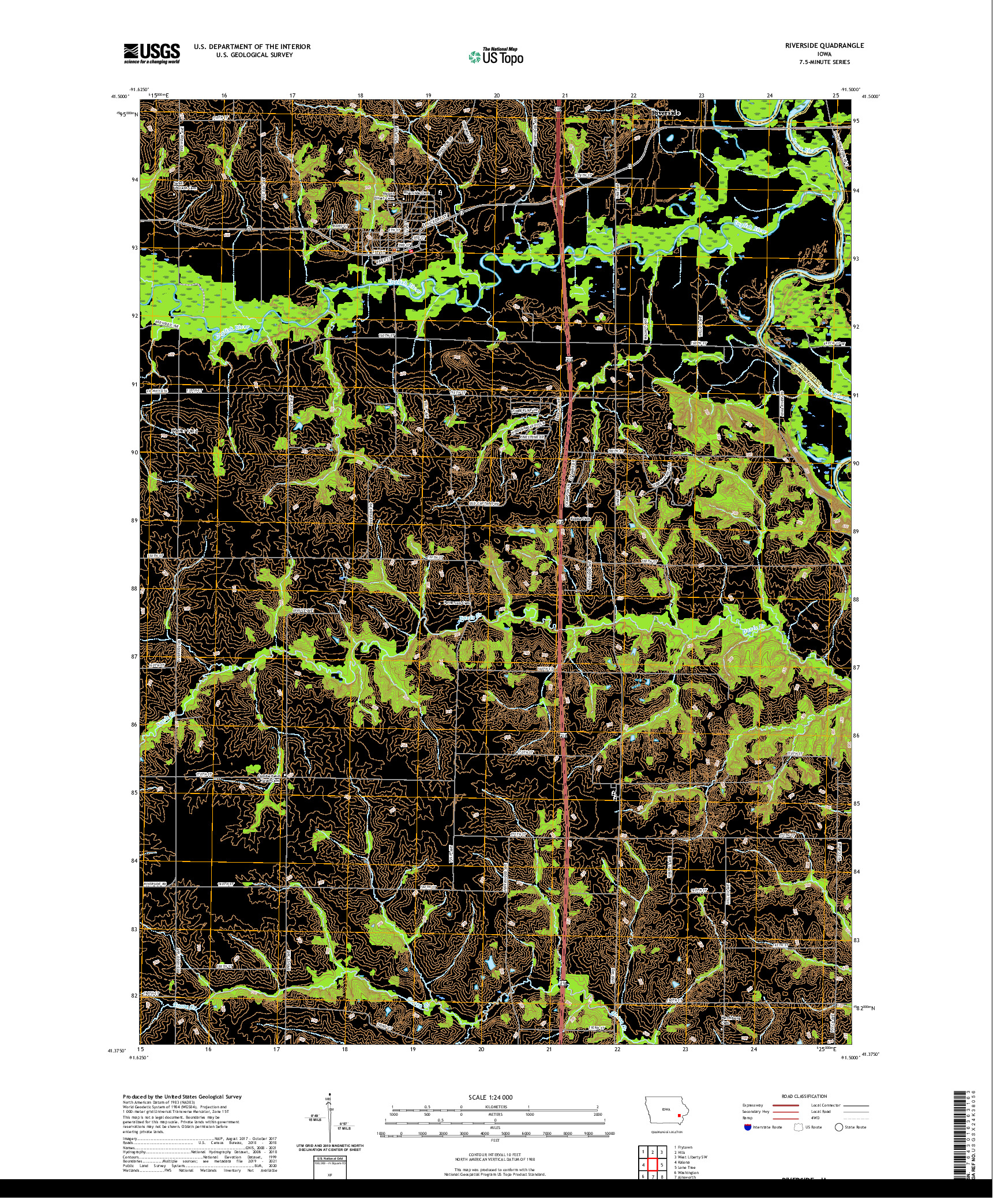 US TOPO 7.5-MINUTE MAP FOR RIVERSIDE, IA