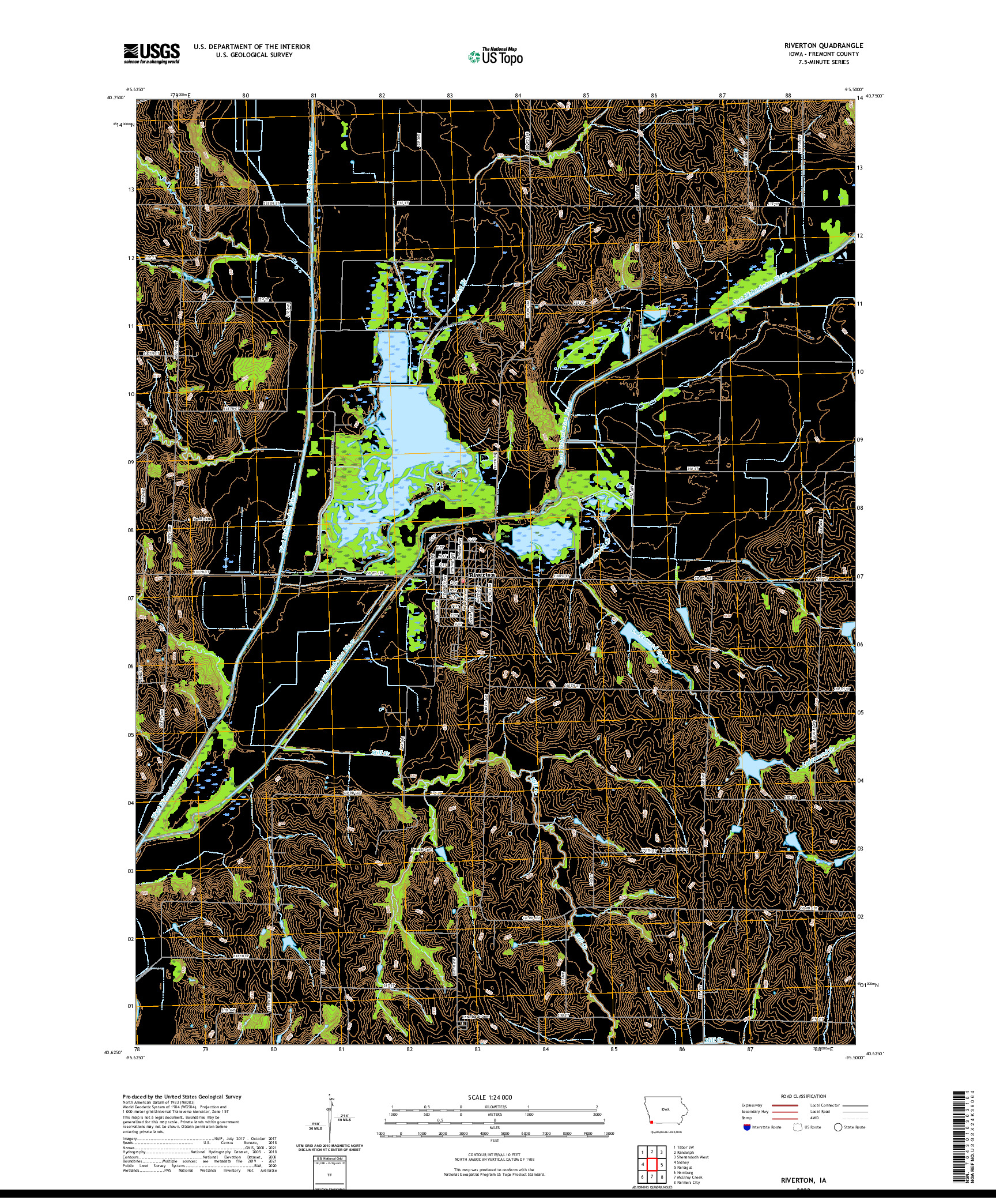 US TOPO 7.5-MINUTE MAP FOR RIVERTON, IA