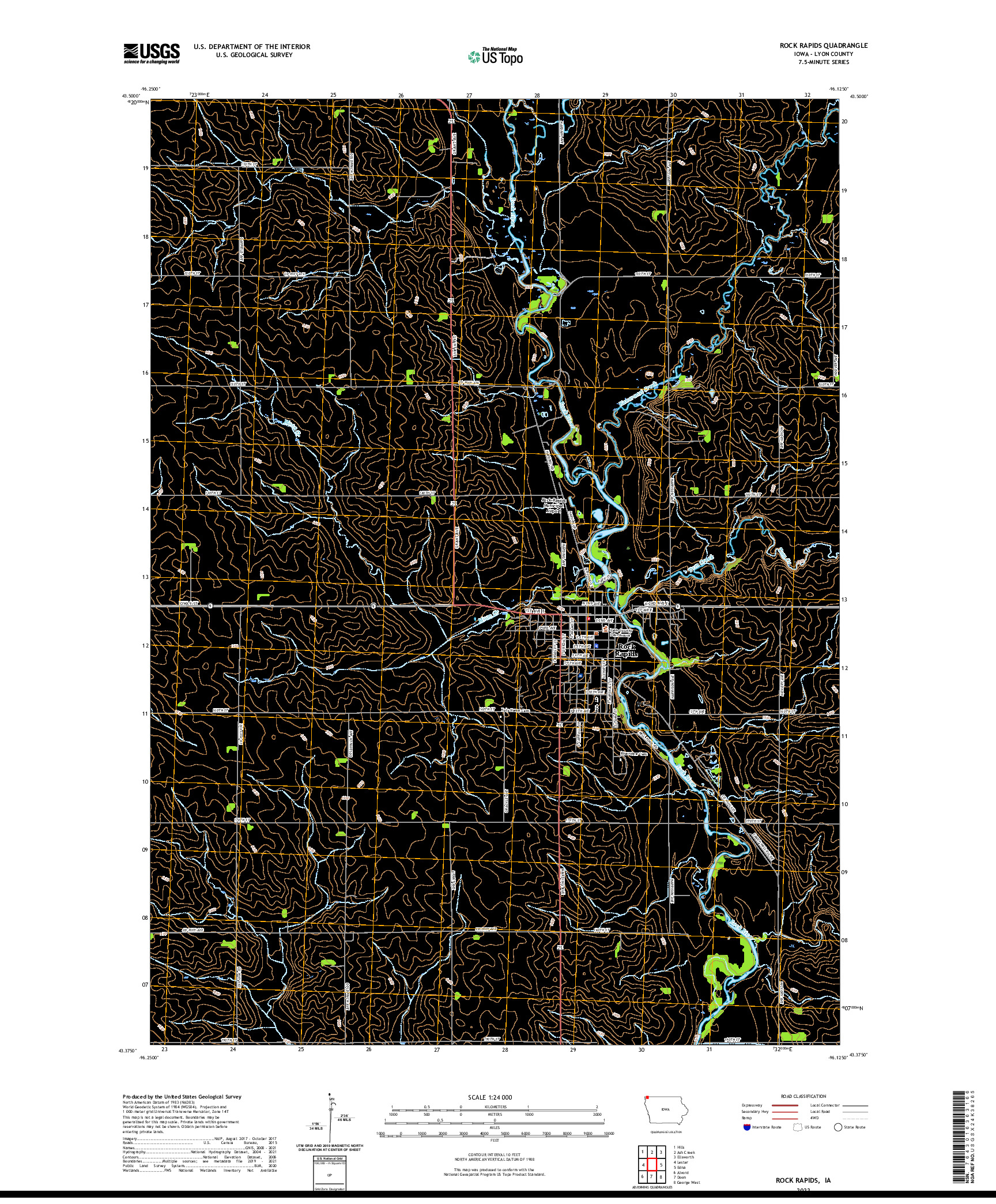US TOPO 7.5-MINUTE MAP FOR ROCK RAPIDS, IA