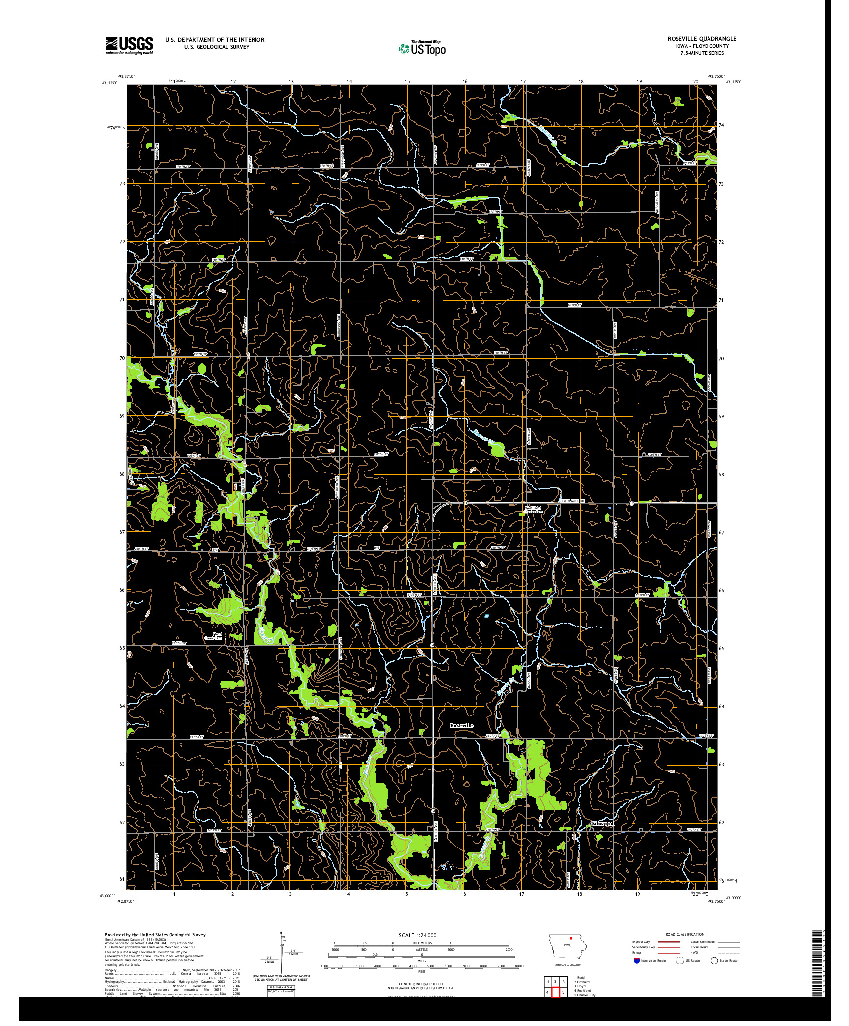 US TOPO 7.5-MINUTE MAP FOR ROSEVILLE, IA