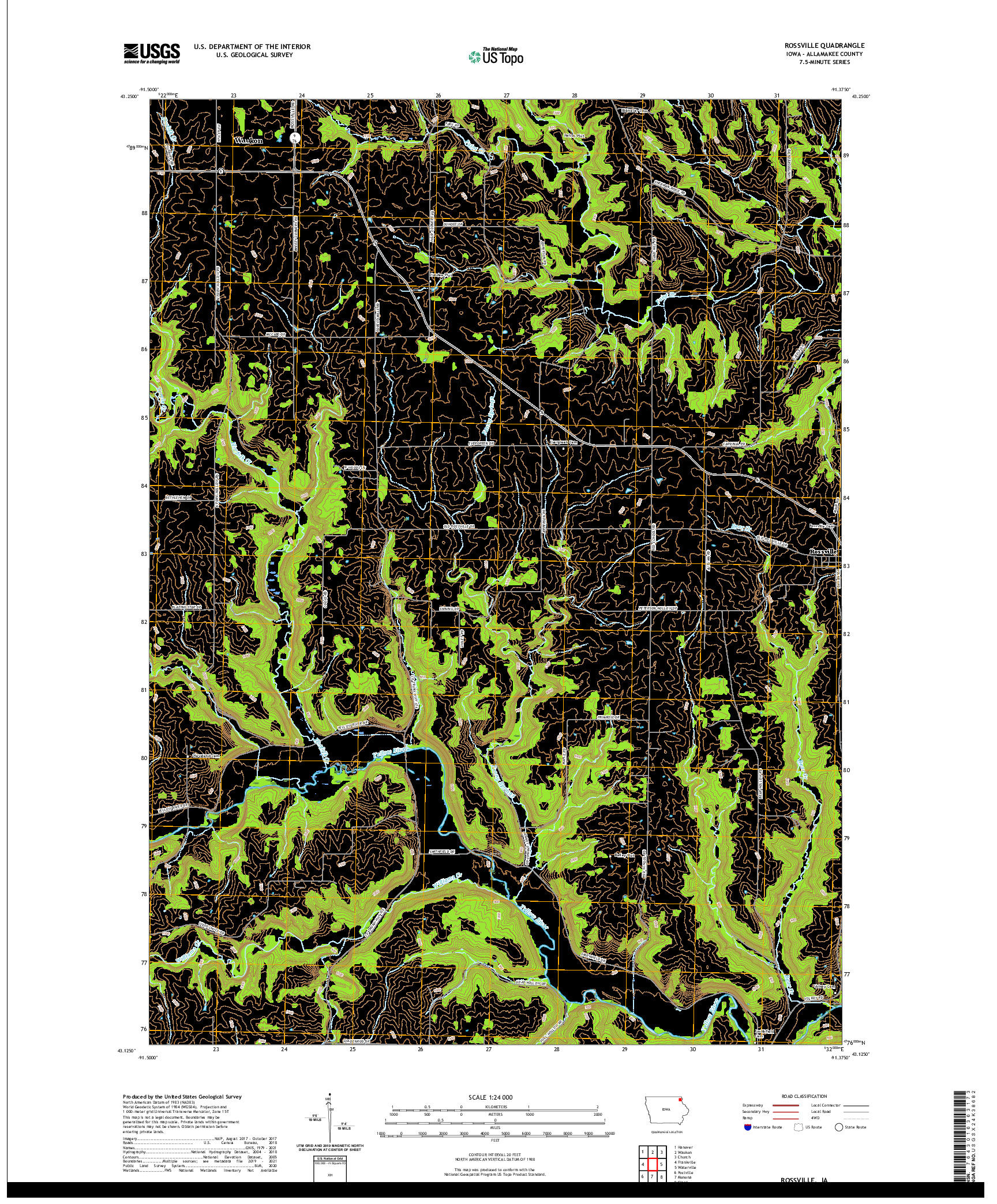 US TOPO 7.5-MINUTE MAP FOR ROSSVILLE, IA