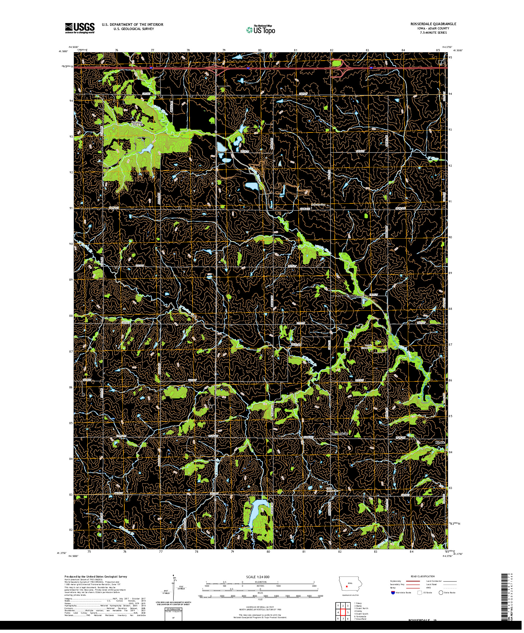 US TOPO 7.5-MINUTE MAP FOR ROSSERDALE, IA