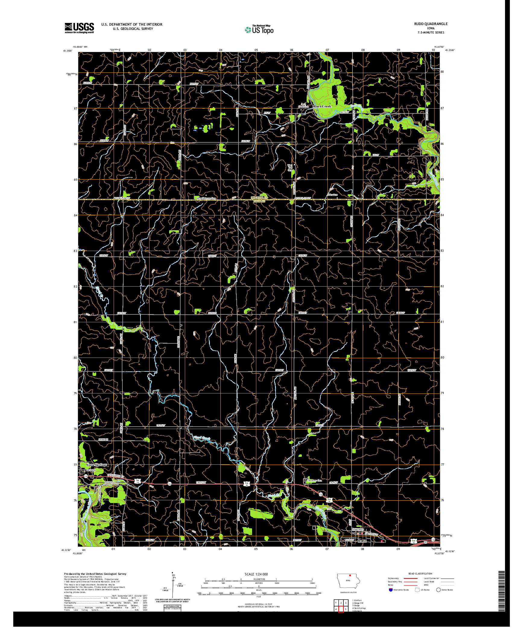 US TOPO 7.5-MINUTE MAP FOR RUDD, IA