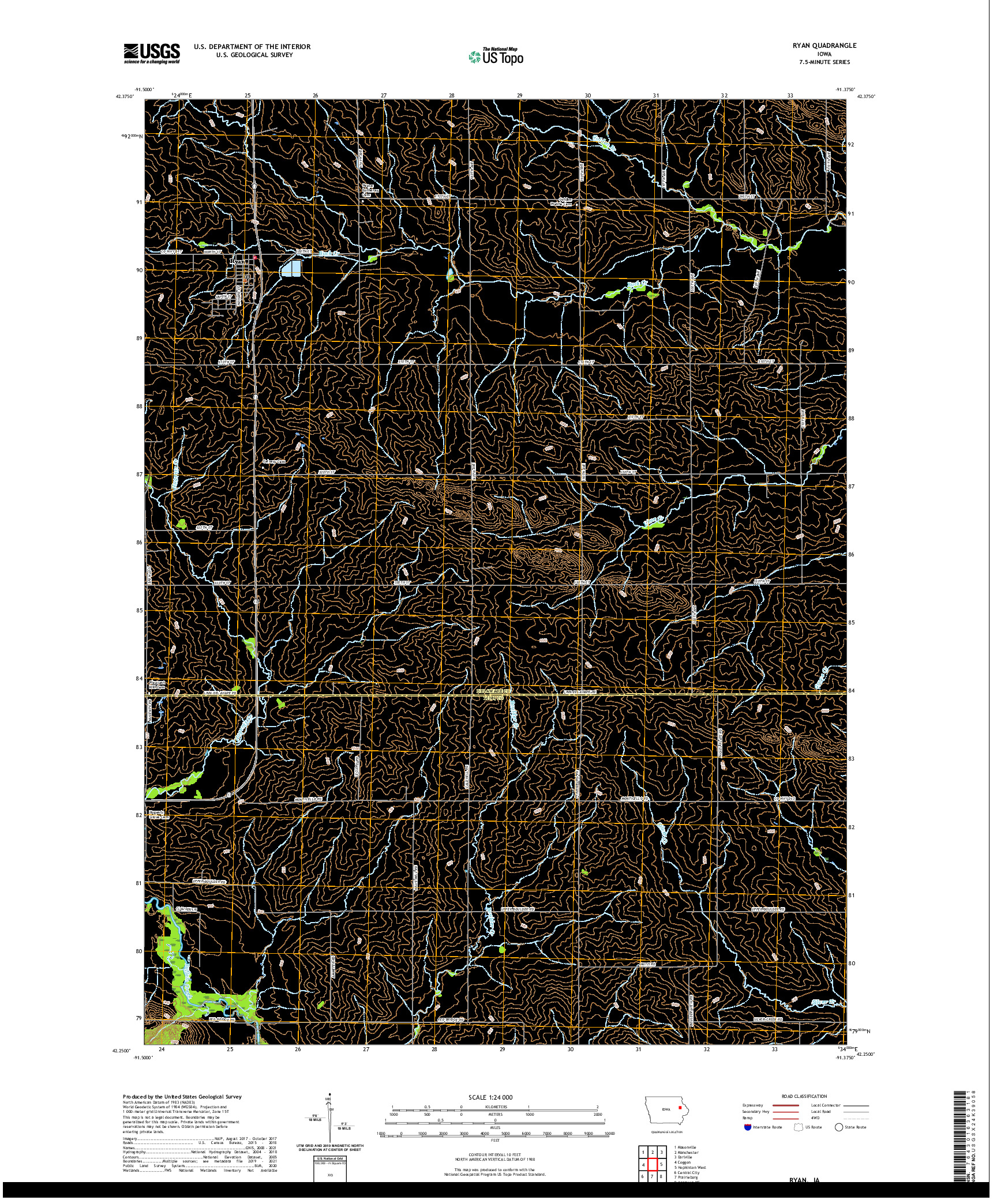 US TOPO 7.5-MINUTE MAP FOR RYAN, IA