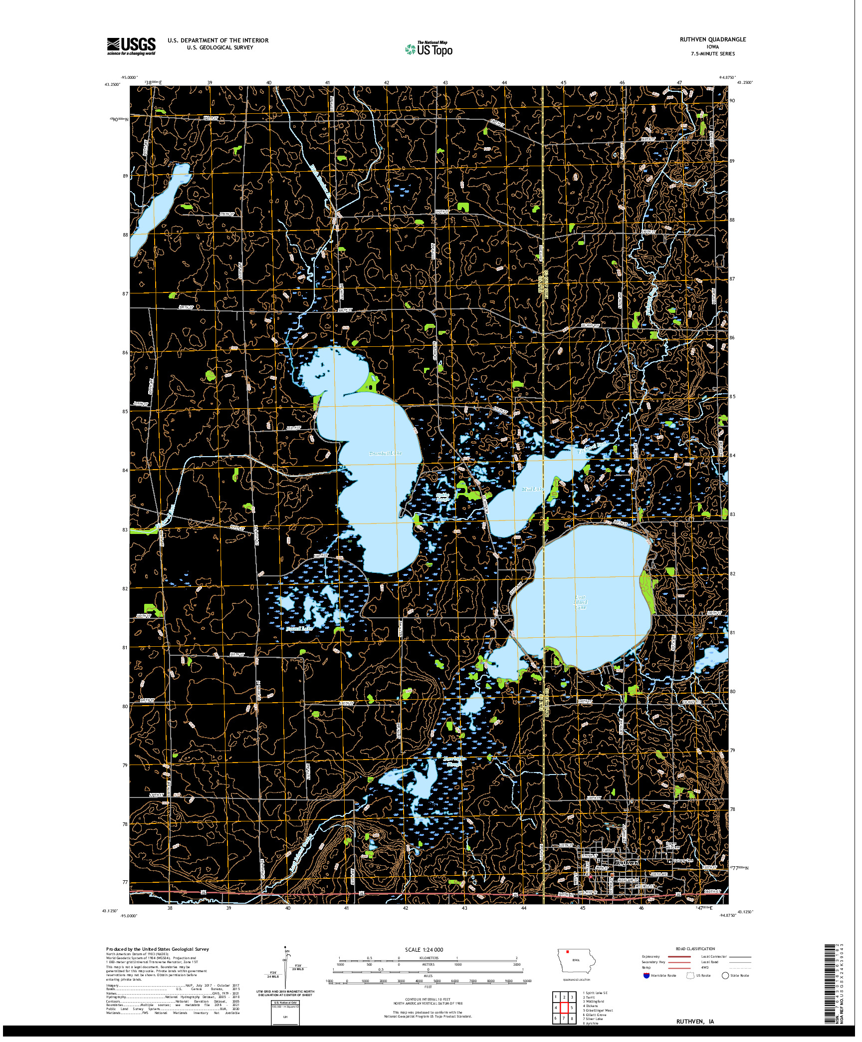 US TOPO 7.5-MINUTE MAP FOR RUTHVEN, IA