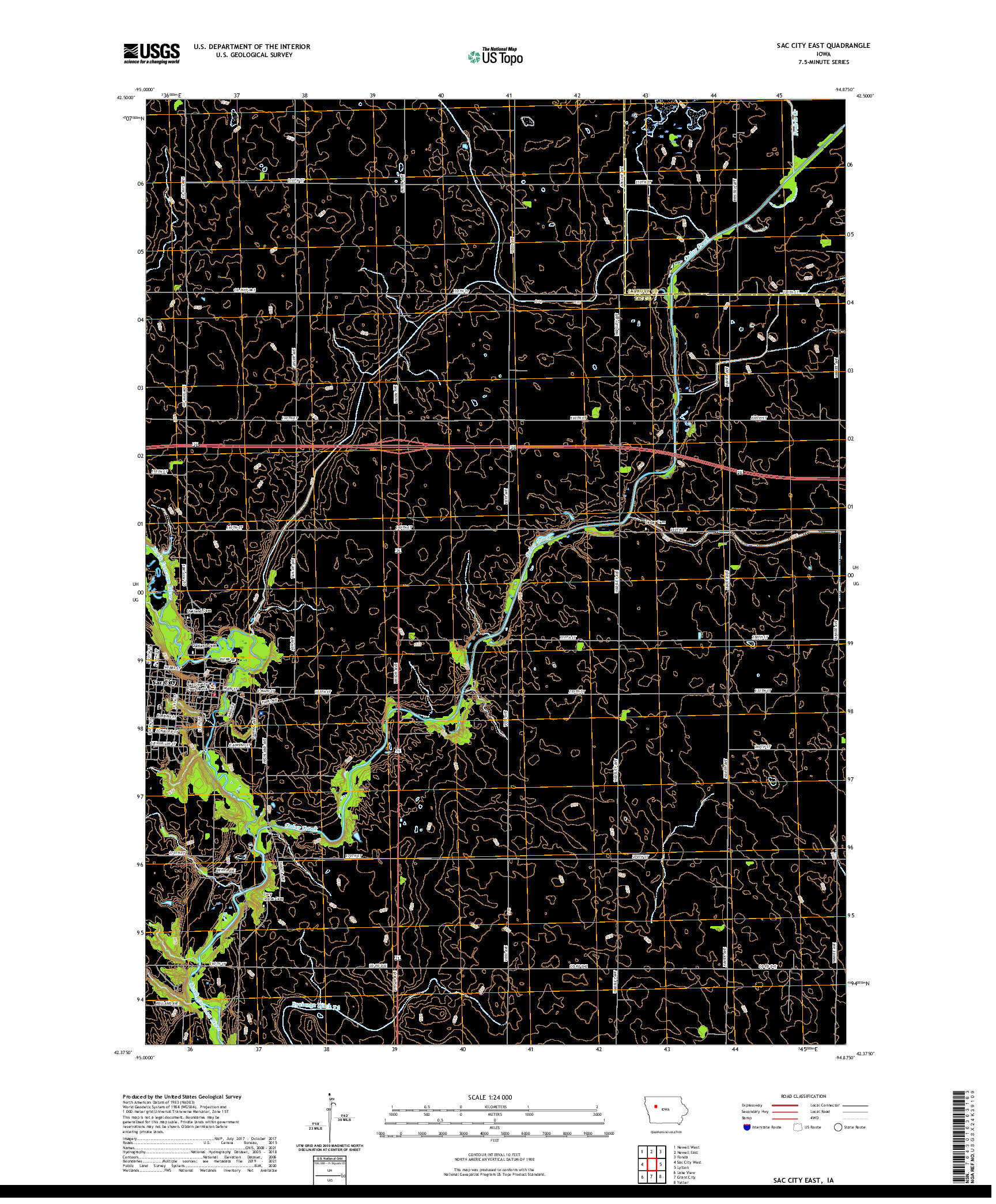 US TOPO 7.5-MINUTE MAP FOR SAC CITY EAST, IA