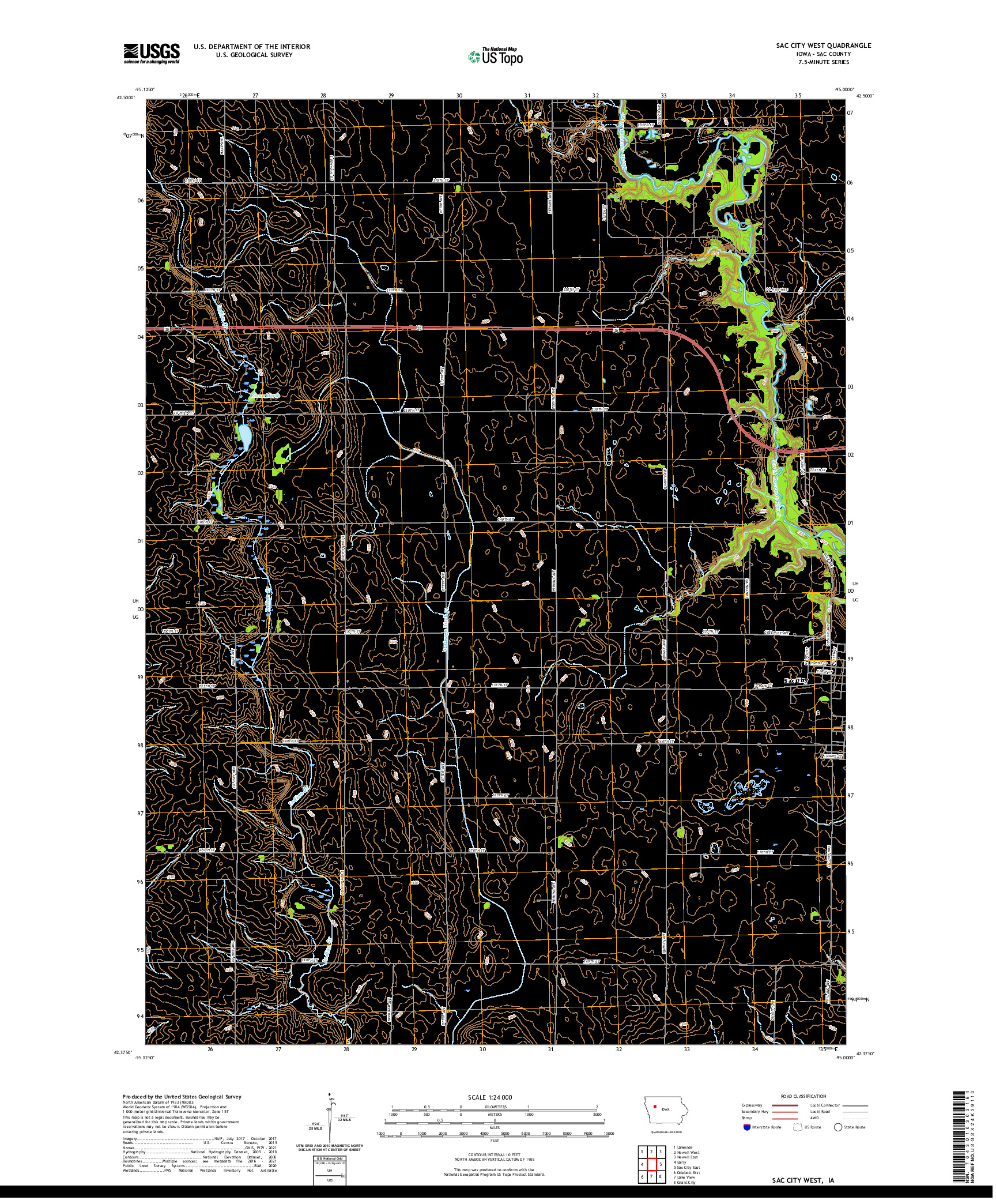 US TOPO 7.5-MINUTE MAP FOR SAC CITY WEST, IA