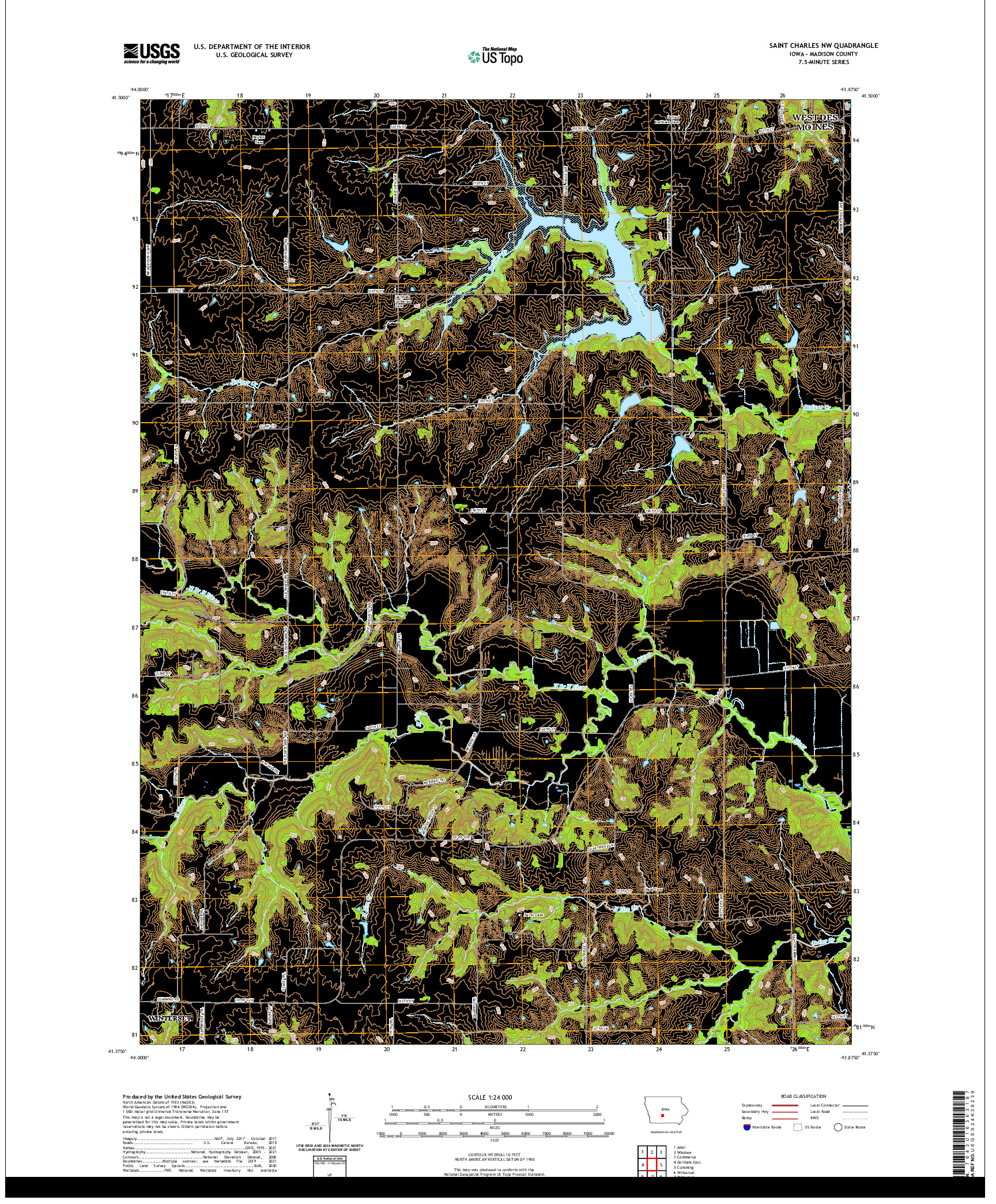 US TOPO 7.5-MINUTE MAP FOR SAINT CHARLES NW, IA