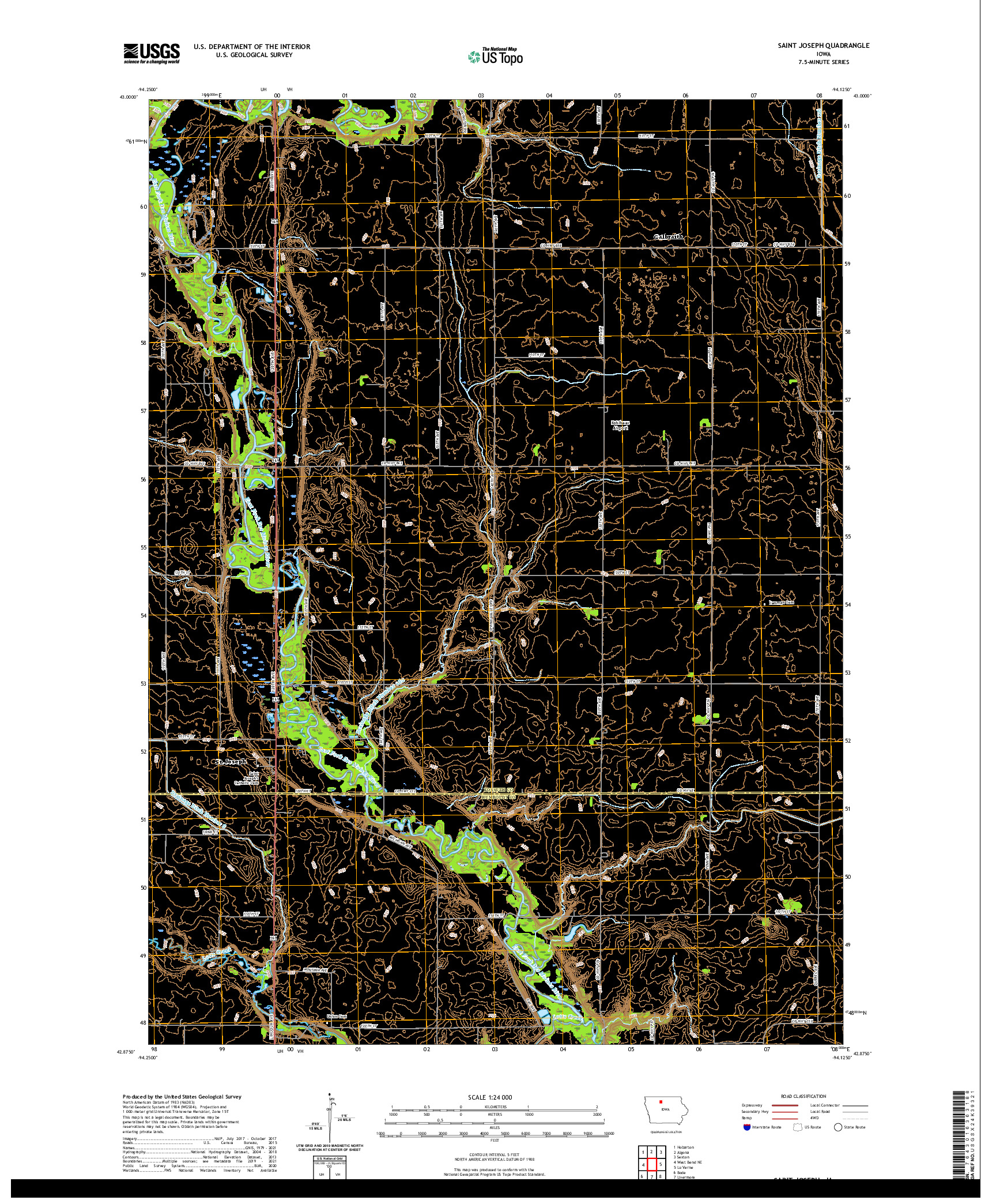 US TOPO 7.5-MINUTE MAP FOR SAINT JOSEPH, IA