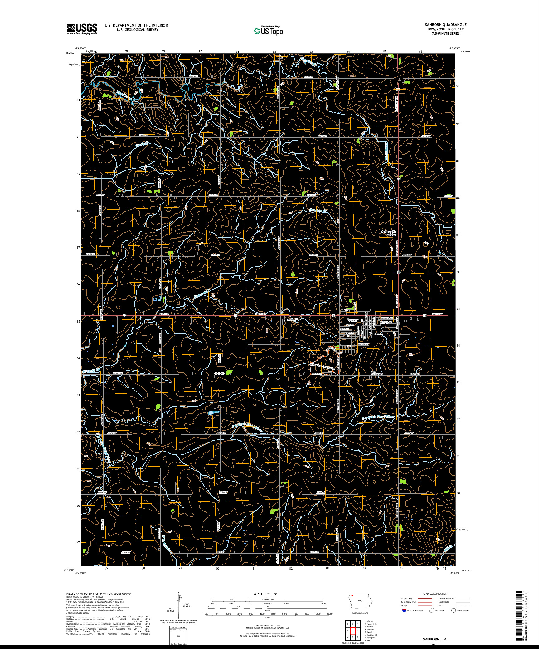 US TOPO 7.5-MINUTE MAP FOR SANBORN, IA
