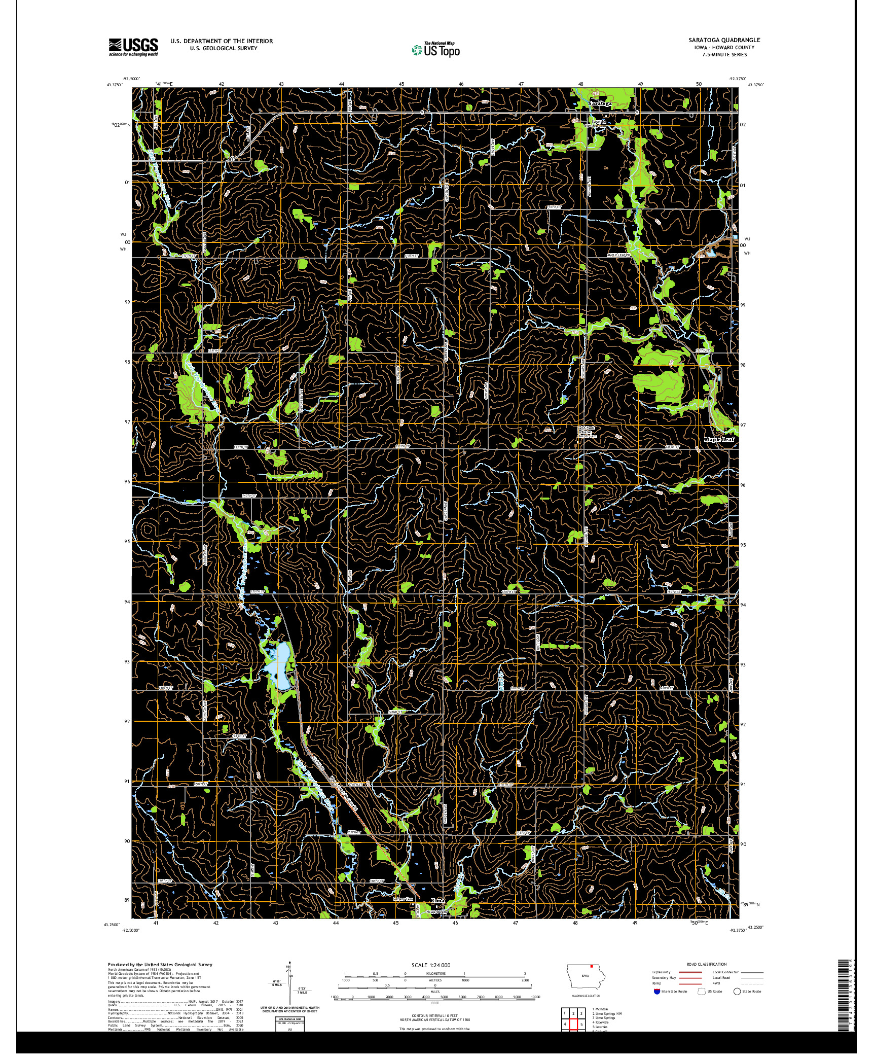 US TOPO 7.5-MINUTE MAP FOR SARATOGA, IA