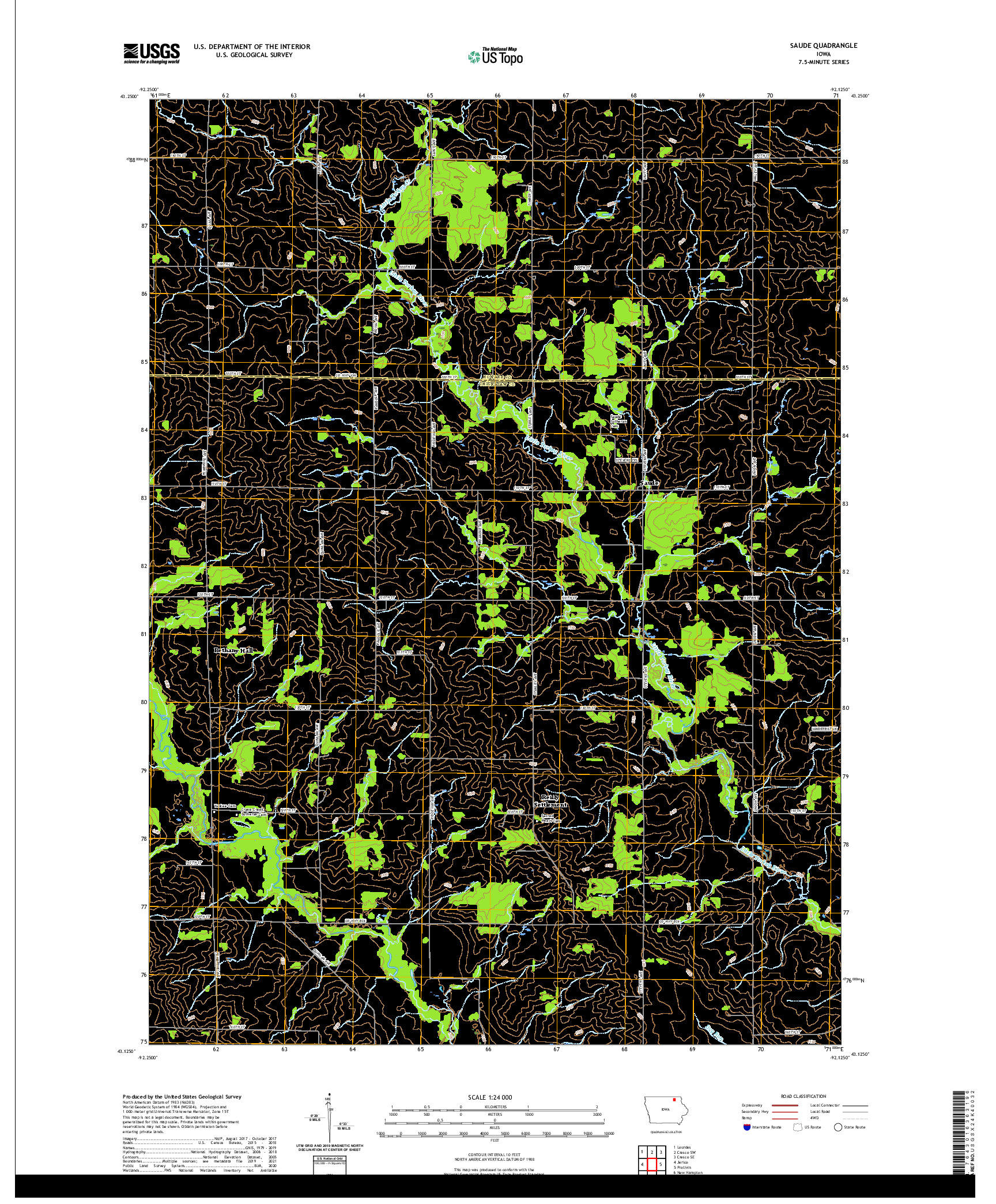 US TOPO 7.5-MINUTE MAP FOR SAUDE, IA