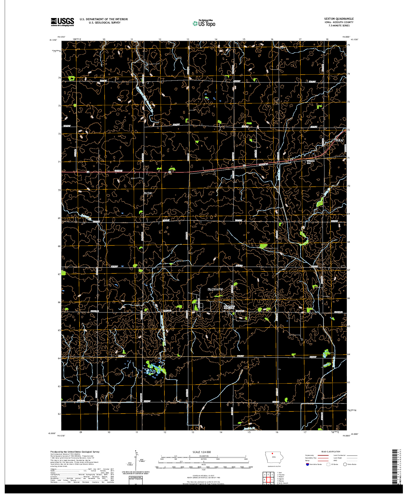 US TOPO 7.5-MINUTE MAP FOR SEXTON, IA